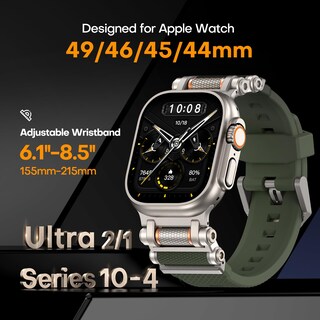 Foto 2 | Correa De Reloj Tauri Diseñada para Apple Watch Ultra 49 mm Verde Militar - Venta Internacional
