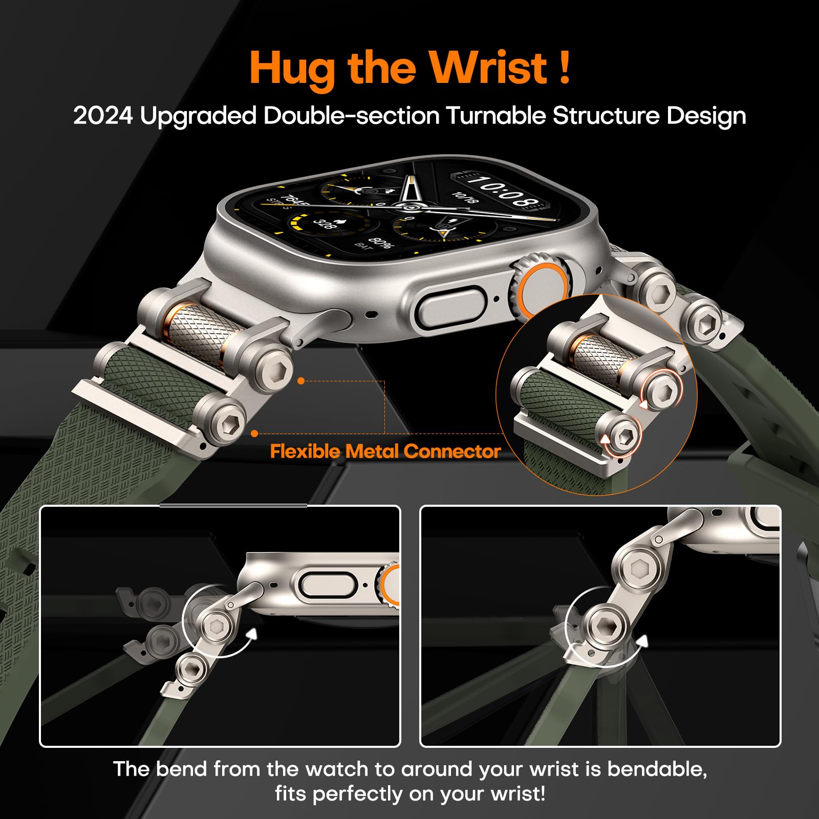 Foto 5 pulgar | Correa De Reloj Tauri Diseñada para Apple Watch Ultra 49 mm Verde Militar - Venta Internacional