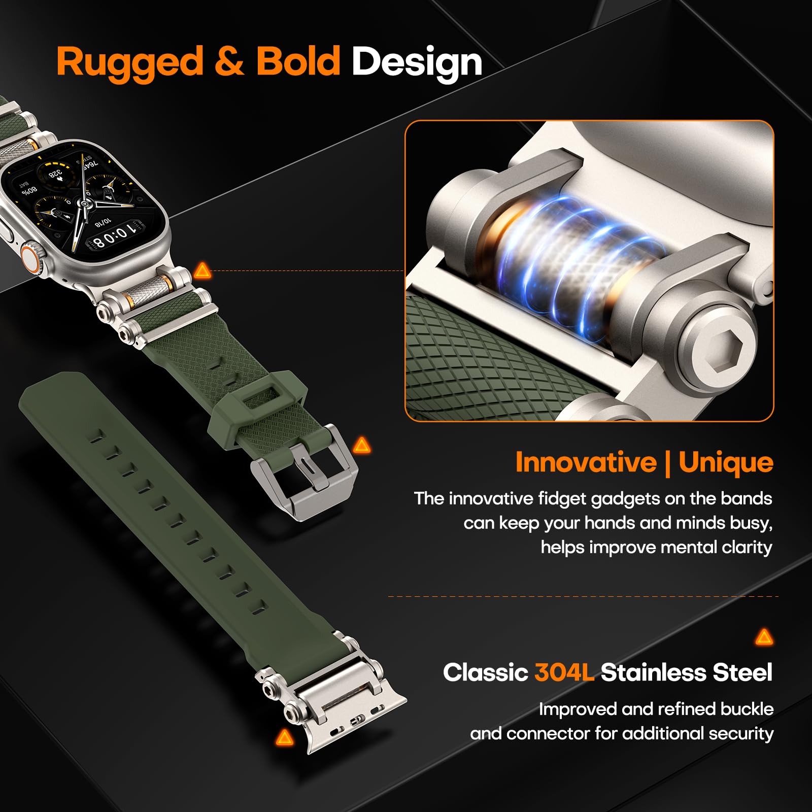 Foto 6 pulgar | Correa De Reloj Tauri Diseñada para Apple Watch Ultra 49 mm Verde Militar - Venta Internacional