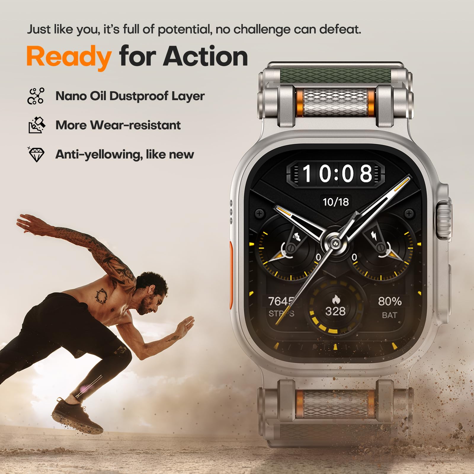 Foto 6 | Correa De Reloj Tauri Diseñada para Apple Watch Ultra 49 mm Verde Militar - Venta Internacional