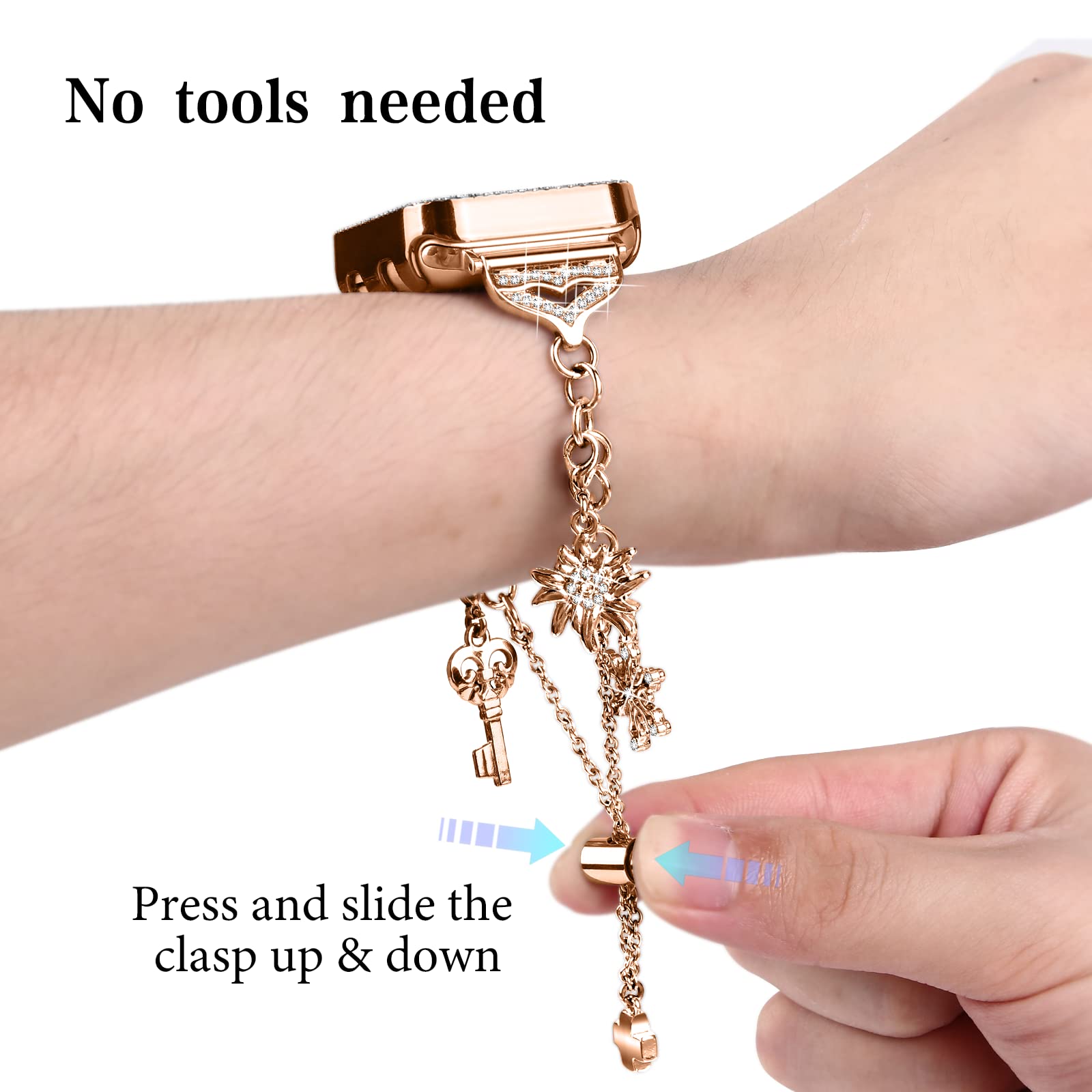 Foto 4 pulgar | Correa de Reloj Joyozy Compatible con Apple Watch de 45 mm con Funda Oro Rosa - Venta Internacional