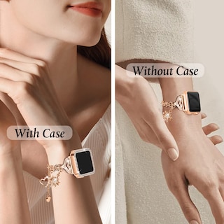 Foto 5 | Correa de Reloj Joyozy Compatible con Apple Watch de 45 mm con Funda Oro Rosa - Venta Internacional