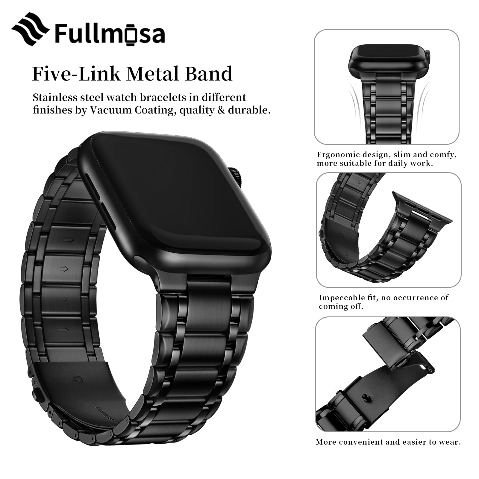 Foto 6 pulgar | Correa de Reloj Fullmosa de Acero Inoxidable Apple Watch 42 /44 mm - Venta Internacional