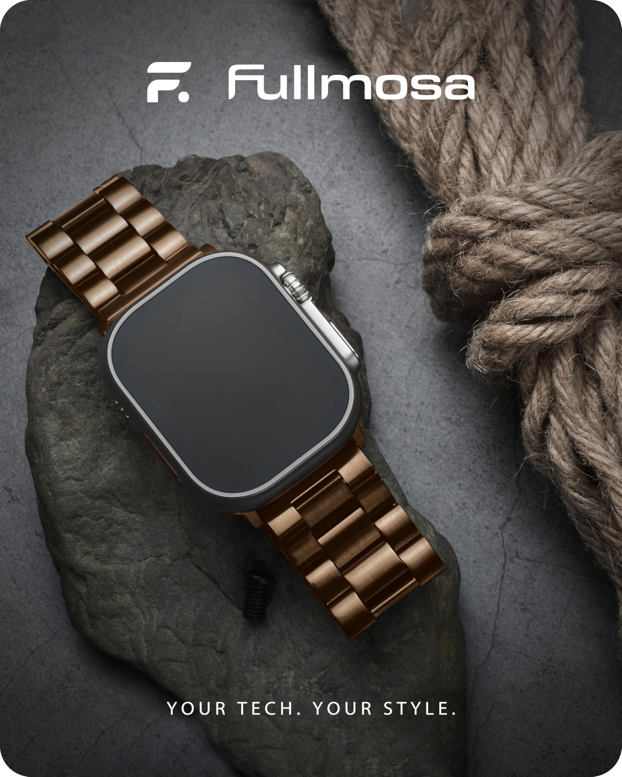 Foto 3 pulgar | Correa Fullmosa de Metal para Apple Watch 42 / 44 / 45 mm Café Dorado - Venta Internacional