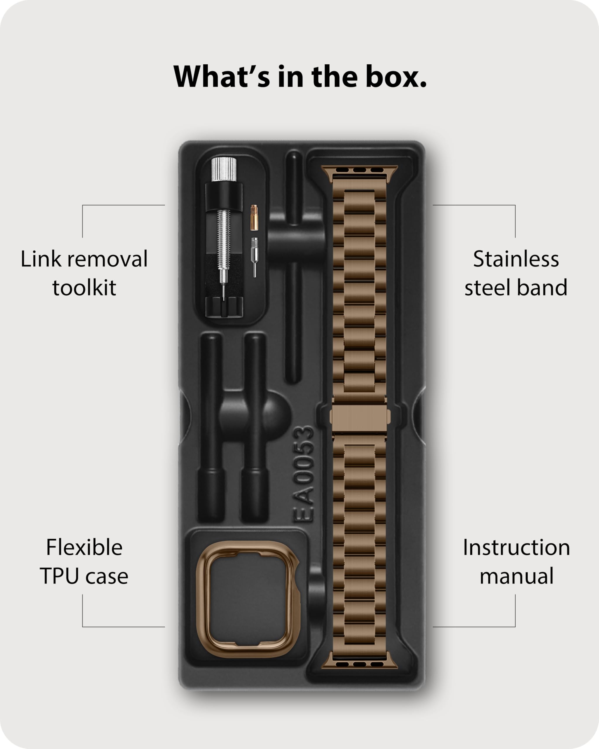 Foto 7 pulgar | Correa Fullmosa de Metal para Apple Watch 42 / 44 / 45 mm Café Dorado - Venta Internacional
