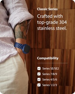 Foto 3 | Correa Fullmosa de Metal para Apple Watch 45 mm Azul para Series 9/8/7 - Venta Internacional