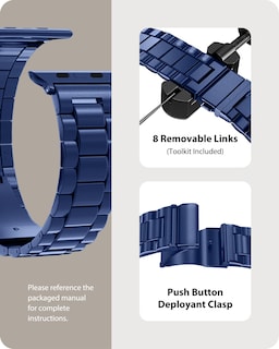 Foto 4 | Correa Fullmosa de Metal para Apple Watch 45 mm Azul para Series 9/8/7 - Venta Internacional