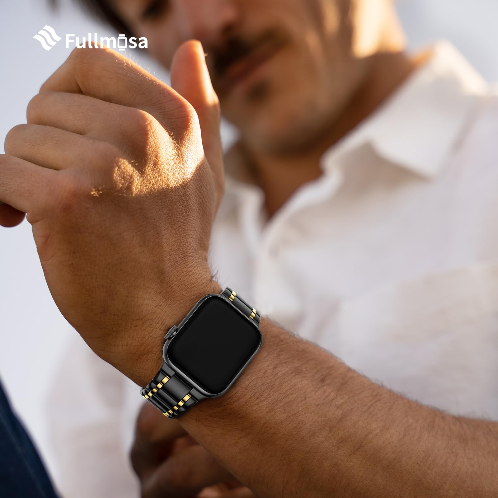 Foto 2 | Correa de Reloj Fullmosa Compatible con Apple 38-49 mm Negra y Dorada - Venta Internacional