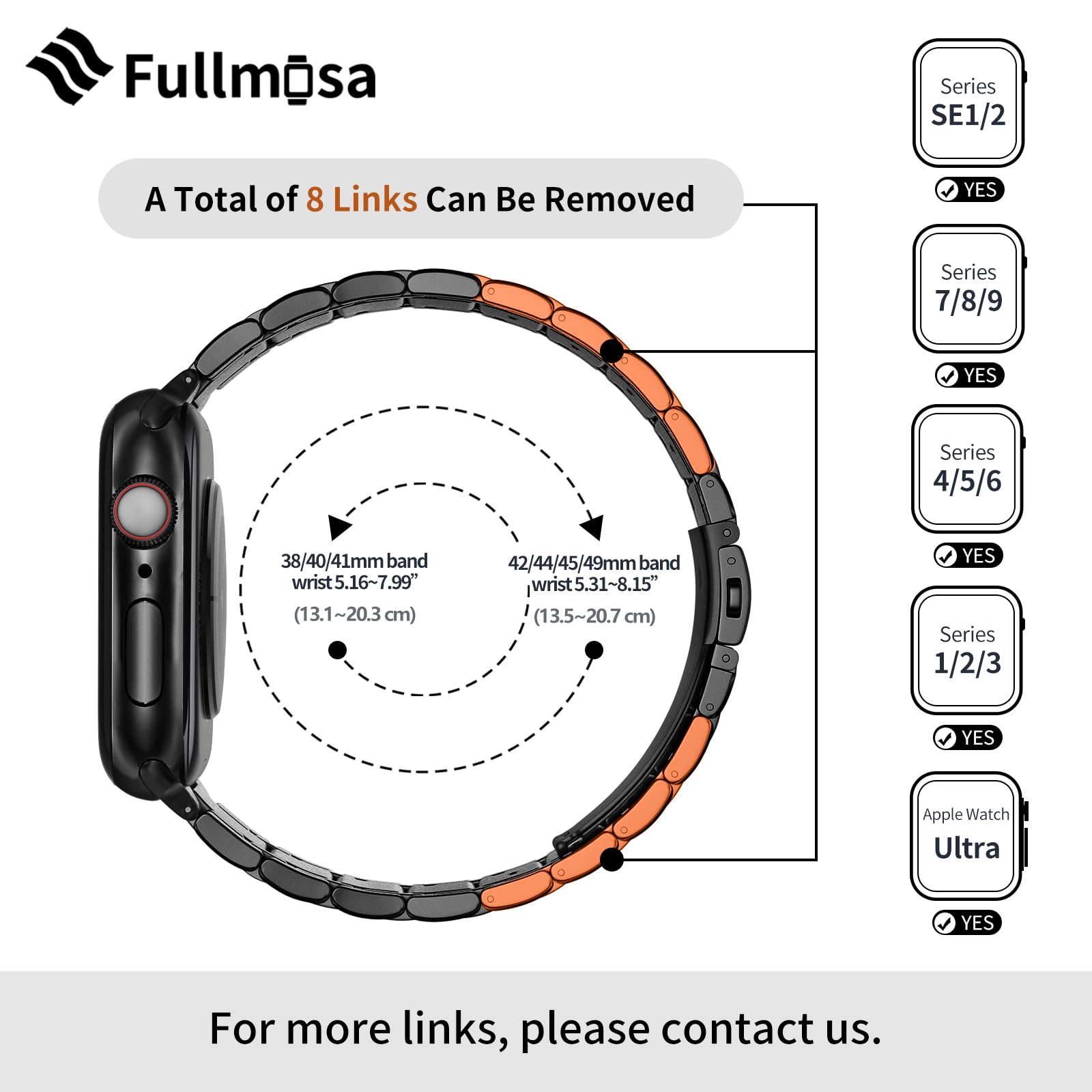 Foto 5 pulgar | Correa de Reloj Fullmosa Compatible con Apple 38-49 mm Negra y Dorada - Venta Internacional