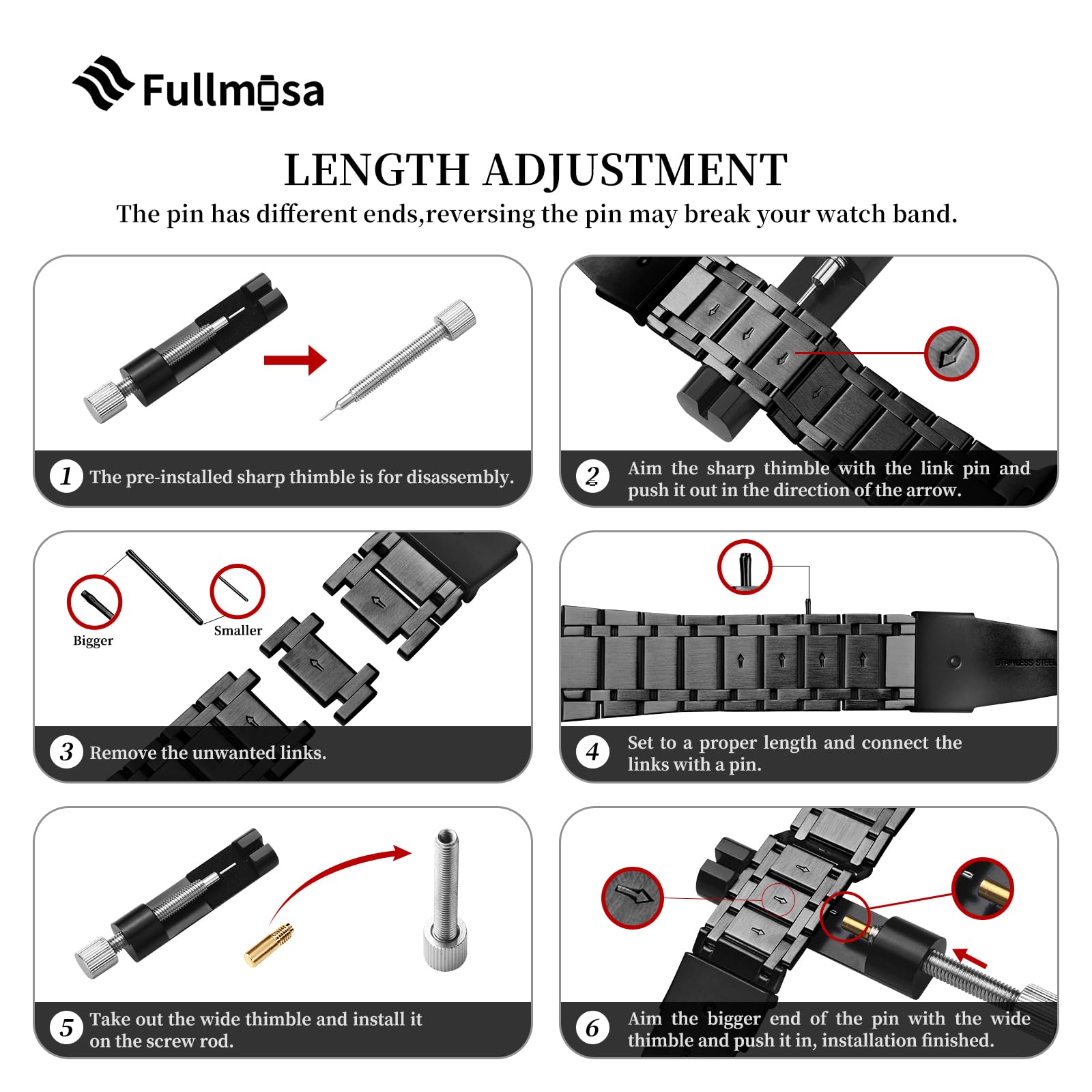 Foto 8 pulgar | Correa de Reloj Fullmosa Compatible con Apple 38-49 mm Negra y Dorada - Venta Internacional