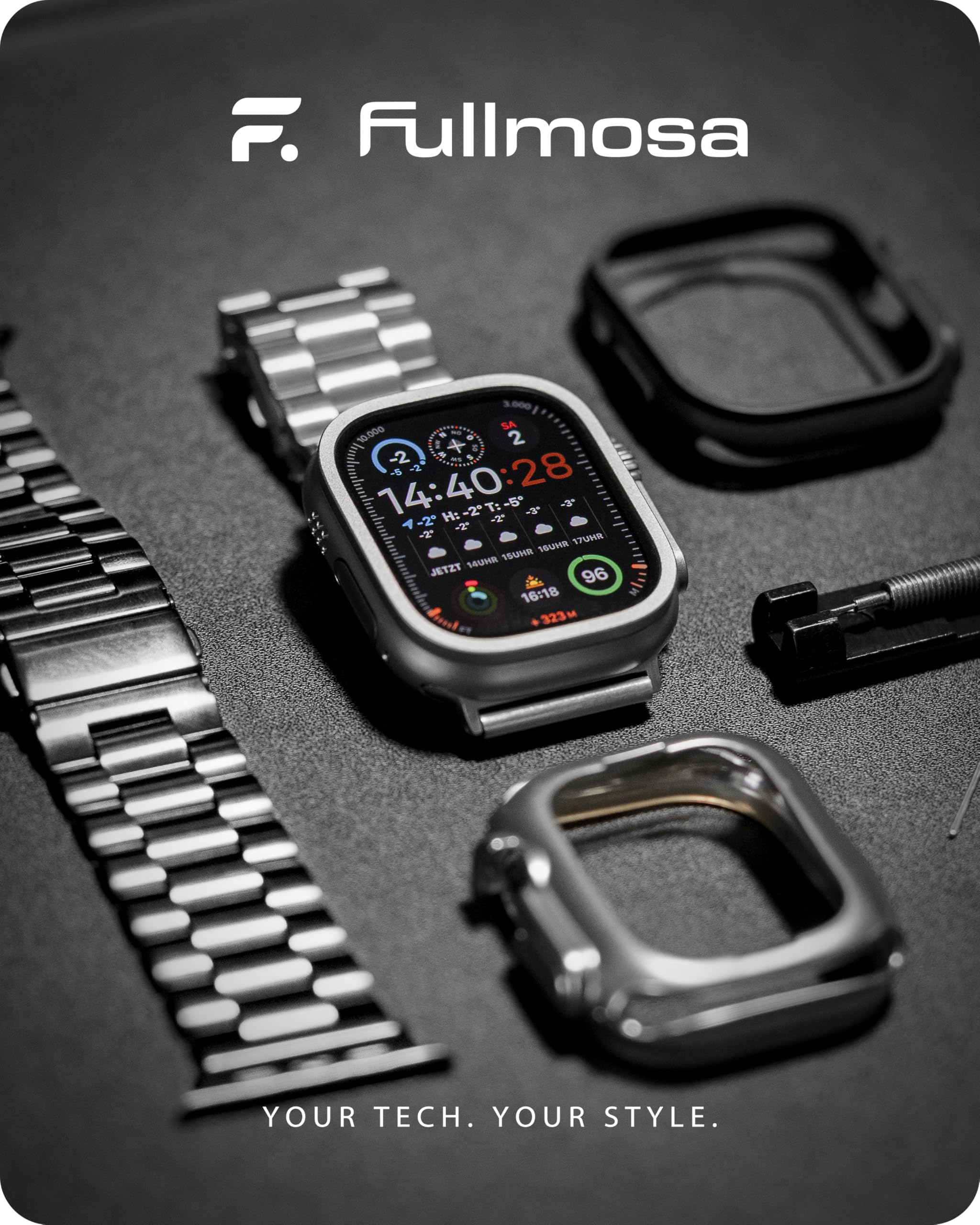 Foto 3 pulgar | Correa De Reloj Fullmosa Compatible Con Apple, Acero Inoxidable, 49 Mm - Venta Internacional.