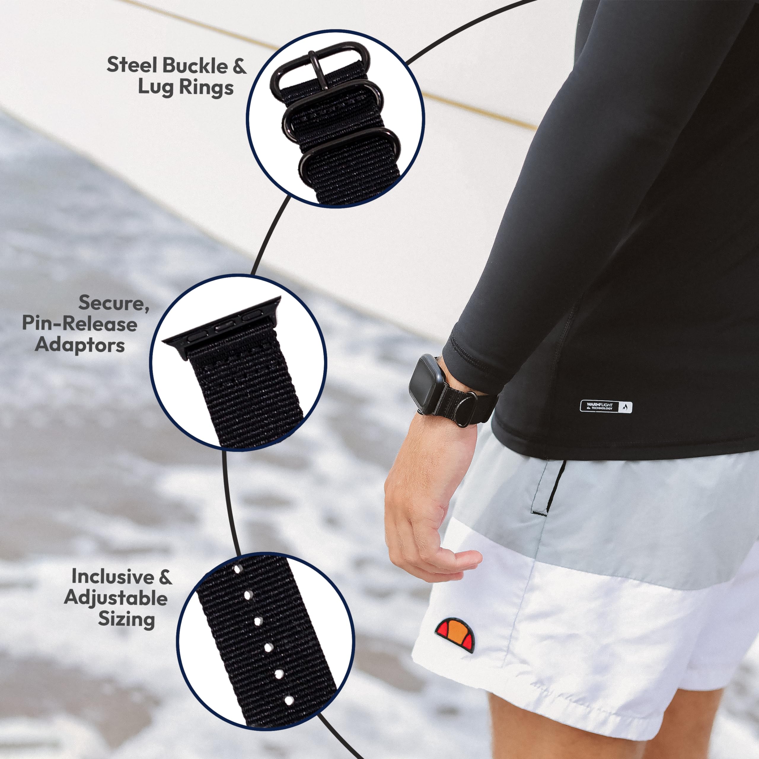 Foto 4 pulgar | Correa de Reloj Carterjett Hiking Trail de Nailon Para Apple 42 Mm Negra - Venta Internacional