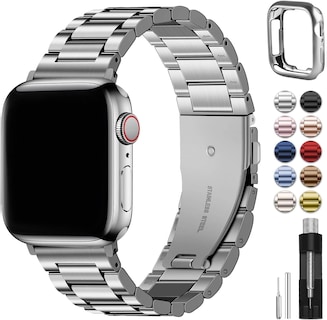Foto 1 | Correa de Reloj Fullmosa Compatible con Apple 42 Mm Plata Y Acero Inoxidable - Venta Internacional