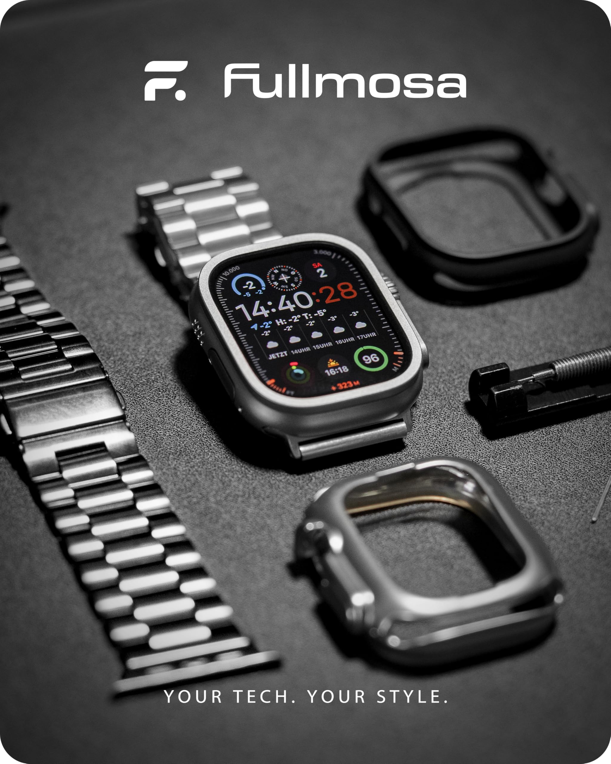 Foto 3 pulgar | Correa de Reloj Fullmosa Compatible con Apple 42 Mm Plata Y Acero Inoxidable - Venta Internacional