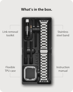 Foto 6 | Correa de Reloj Fullmosa Compatible con Apple 42 Mm Plata Y Acero Inoxidable - Venta Internacional