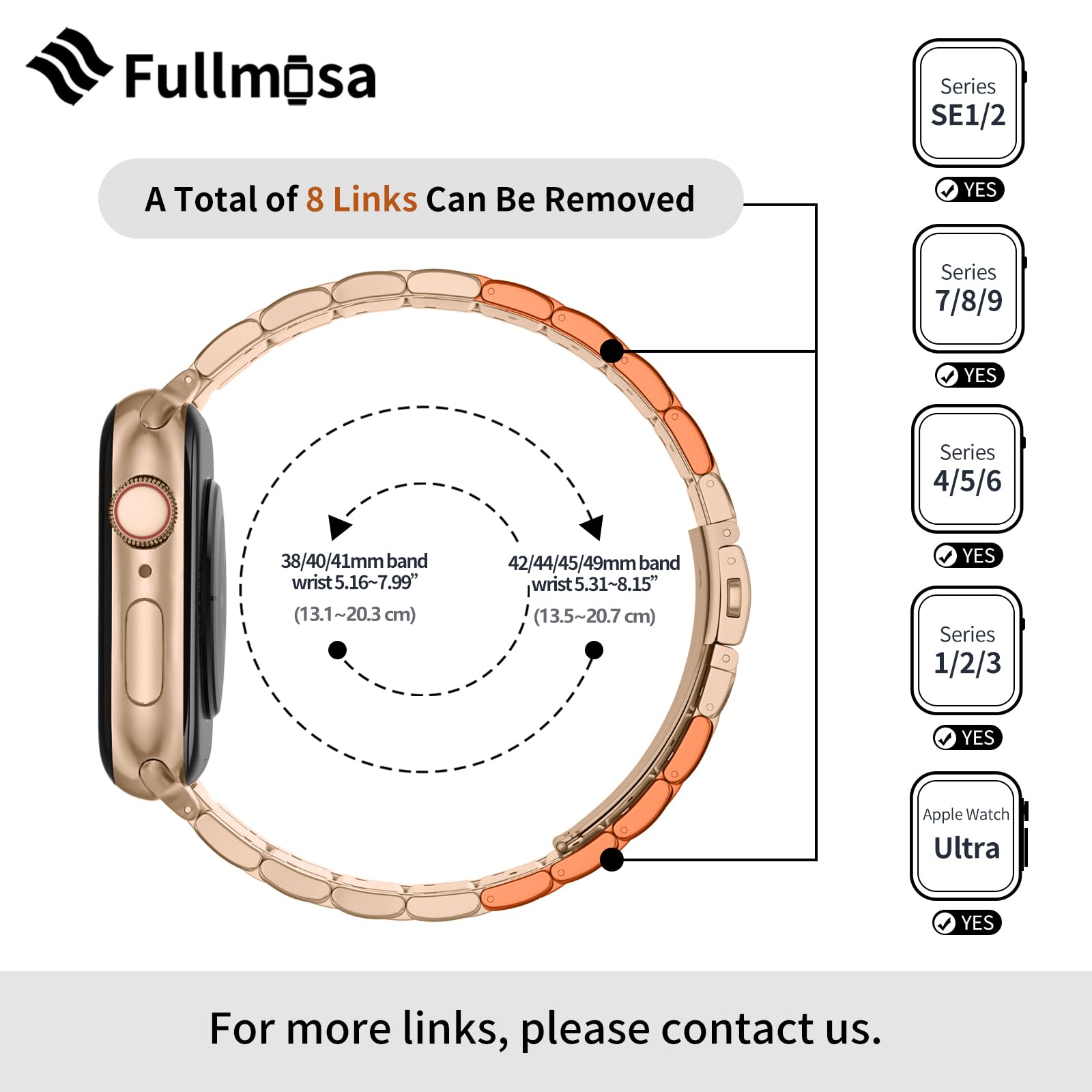 Foto 5 pulgar | Correa de Reloj Fullmosa de Acero Inoxidable Apple Watch 42 /44 mm - Venta Internacional