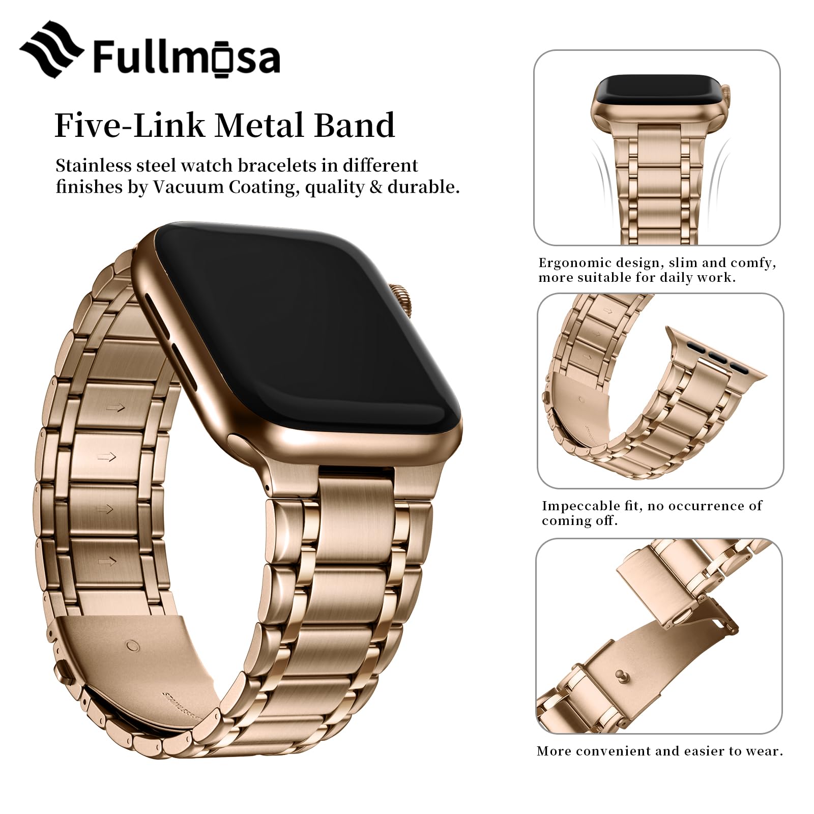 Foto 6 pulgar | Correa de Reloj Fullmosa de Acero Inoxidable Apple Watch 42 /44 mm - Venta Internacional