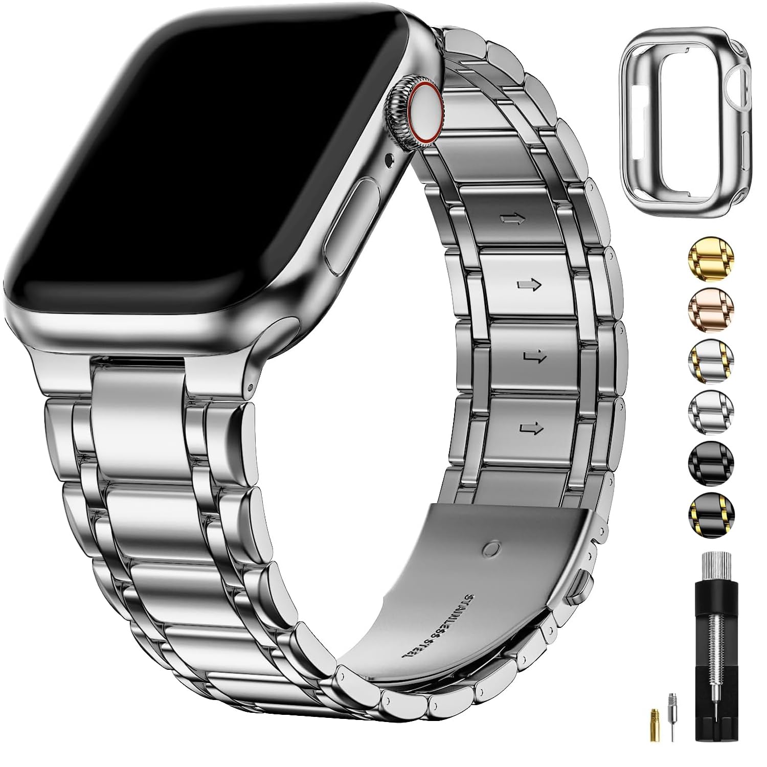 Foto 2 pulgar | Correa de Reloj Fullmosa de Acero Inoxidable Apple Watch 41/40/38 mm - Venta Internacional