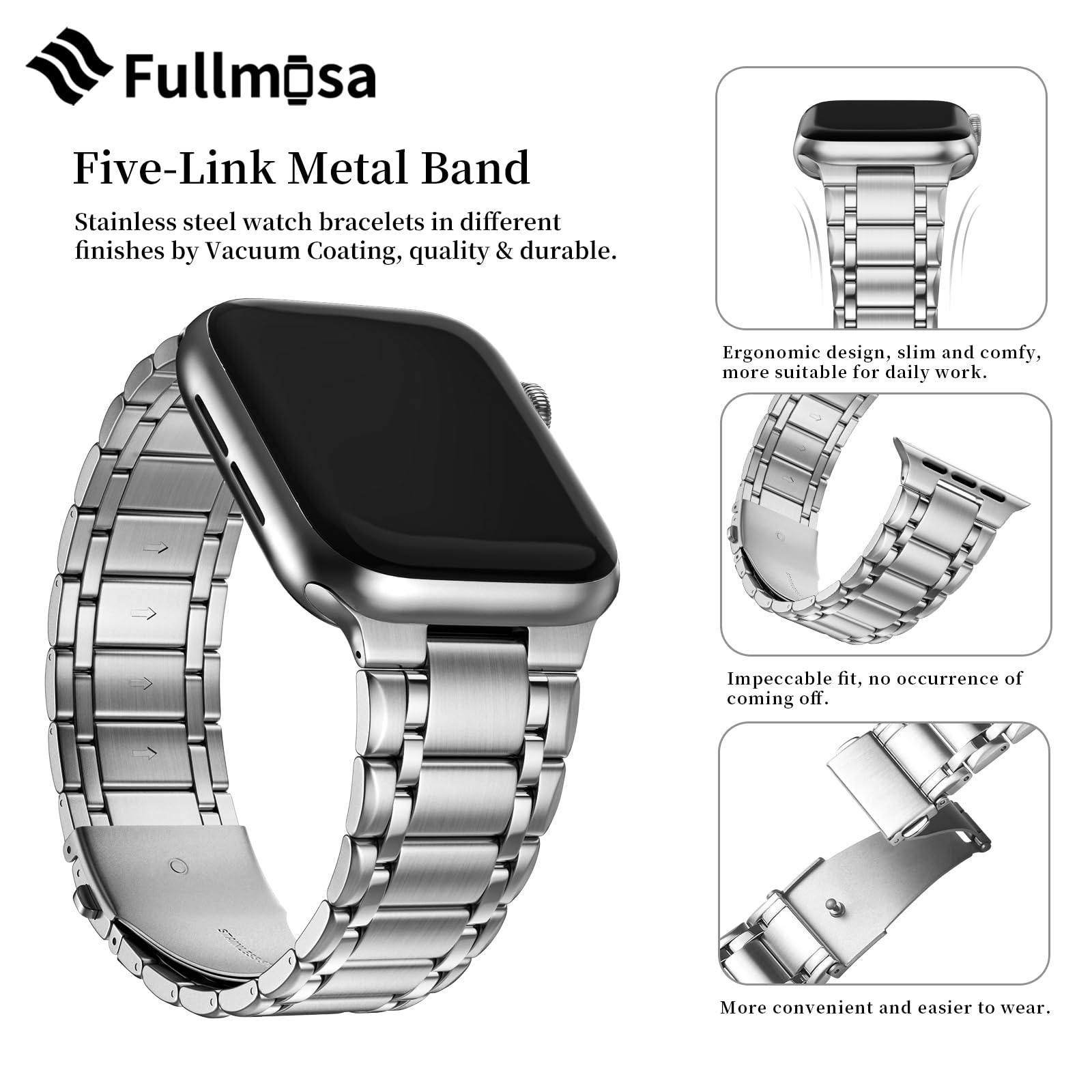 Foto 6 pulgar | Correa de Reloj Fullmosa de Acero Inoxidable Apple Watch 41/40/38 mm - Venta Internacional