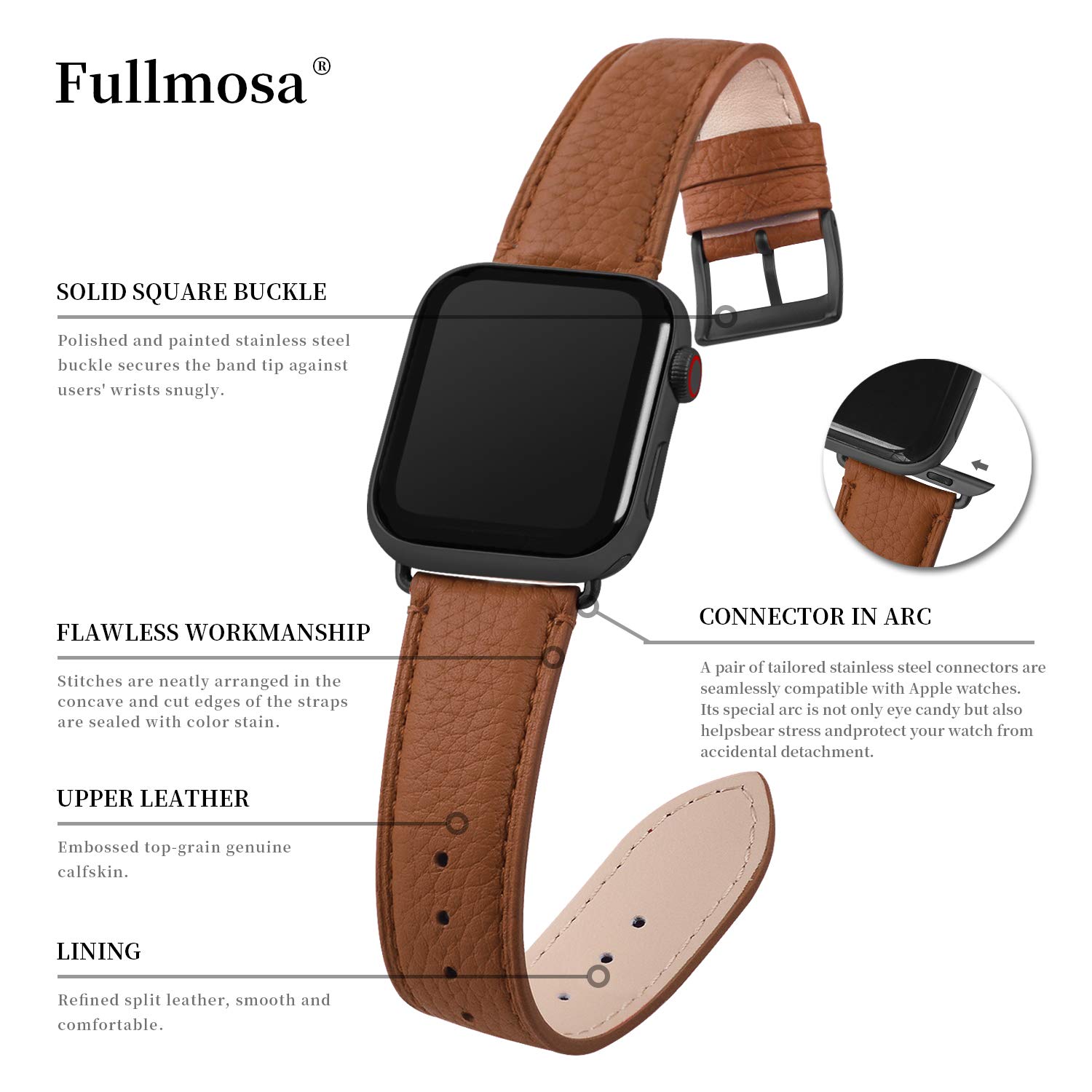 Foto 6 pulgar | Correa Fullmosa para Apple Watch Marrón-Venta Internacional