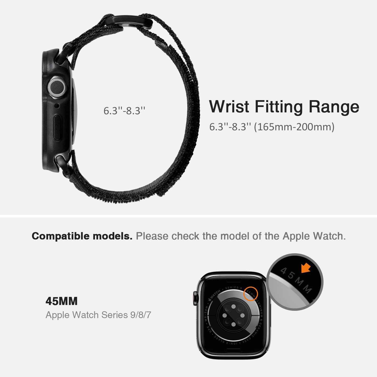 Foto 6 pulgar | Correa para Apple Watch Series 9/8/7 De 45 Mm Negro - Venta Internacional