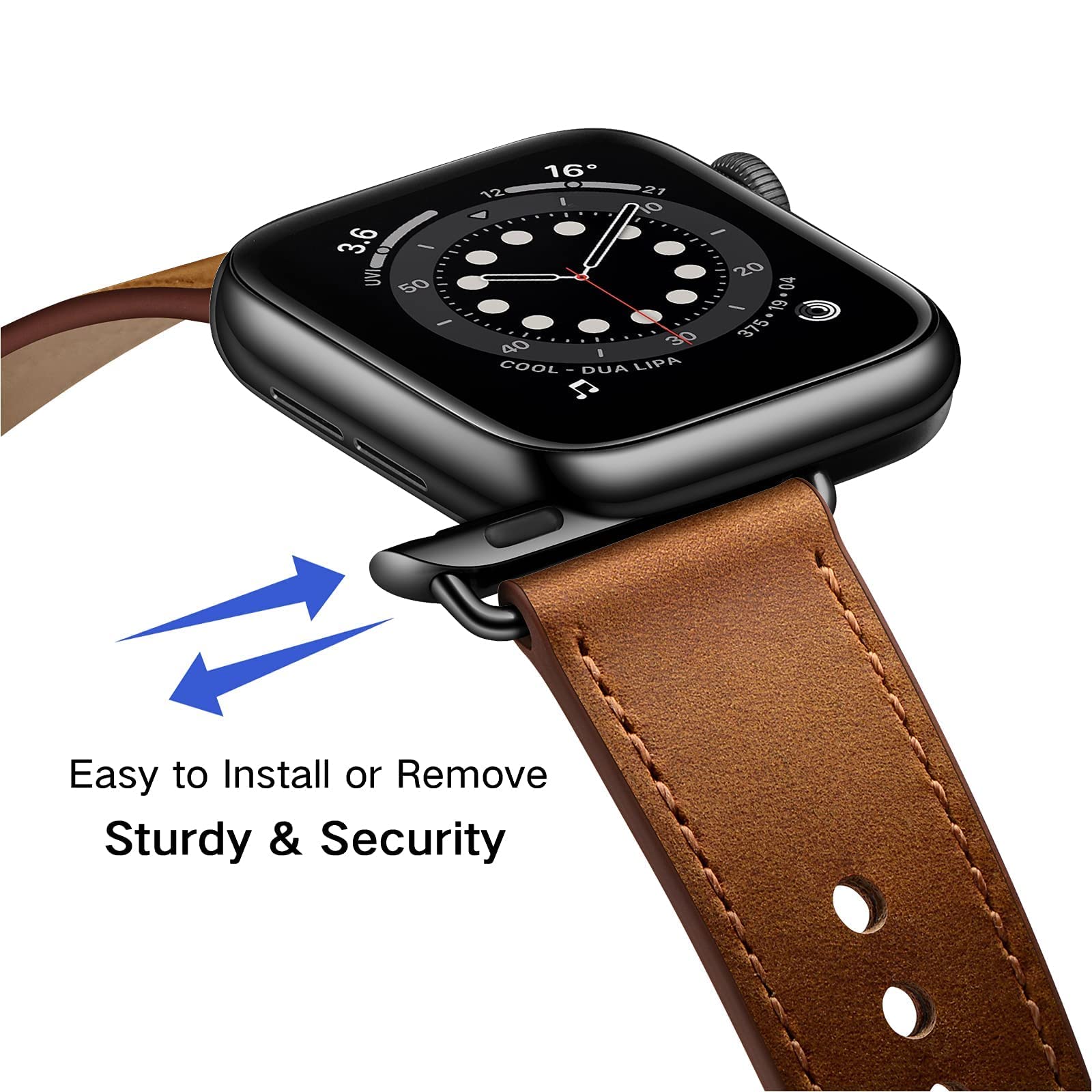 Foto 3 pulgar | Correa de Reloj Ouheng Piel Auténtica Para Apple Watch De 49 A 38 Mm - Venta Internacional