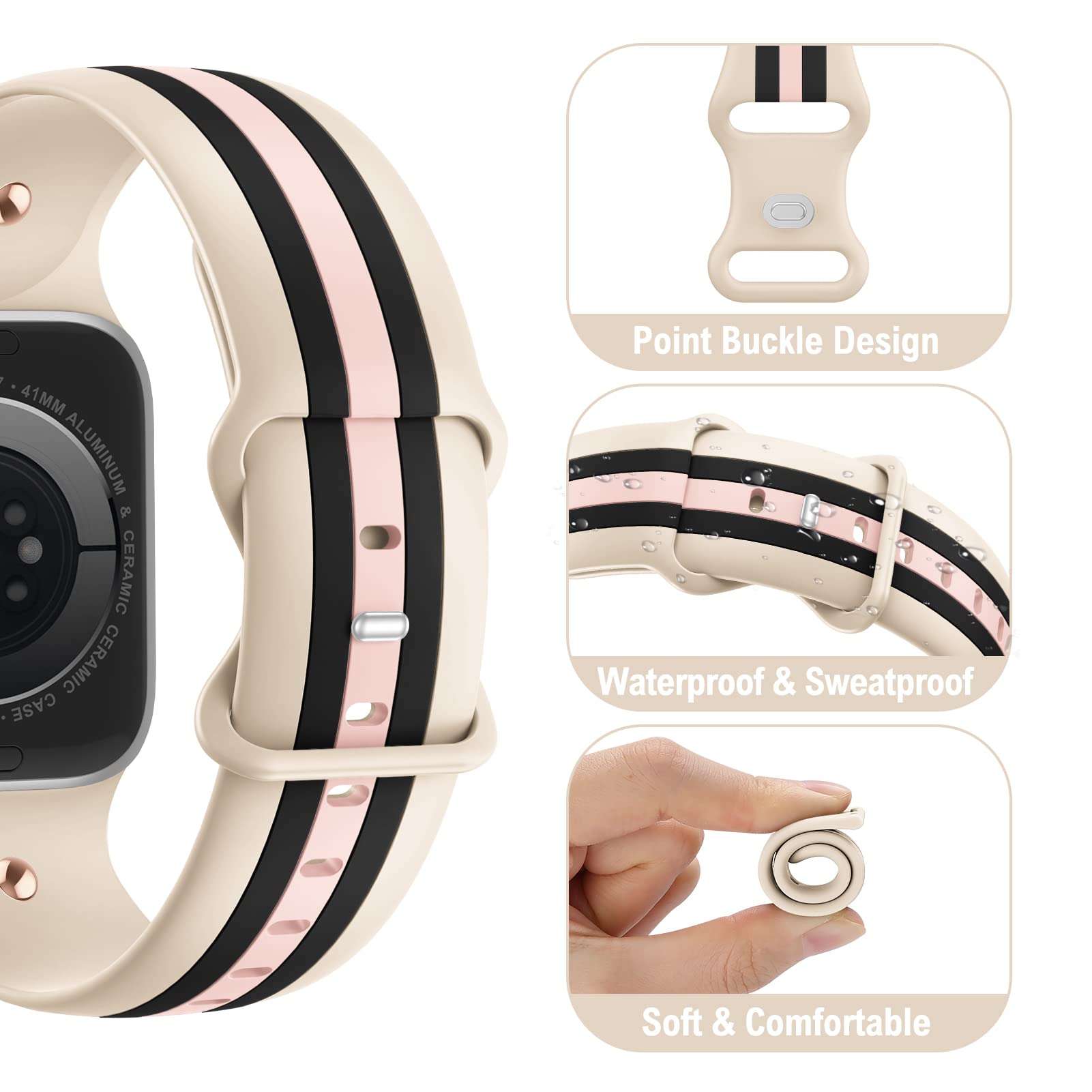 Foto 2 | Correa de Reloj Bagoplus Designer Silicone para Apple Watch 38-49 Mm - Venta Internacional