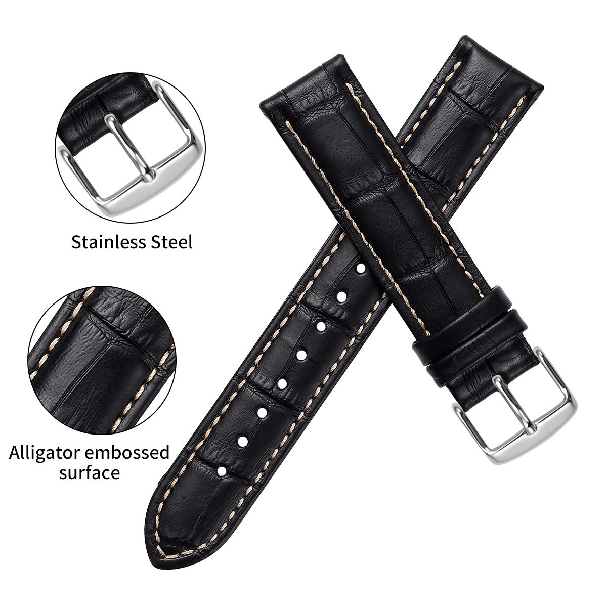 Foto 5 pulgar | Correa de Reloj iStrap Piel de Becerro con Grano de Aligátor 18-24 mm Unisex - Venta Internacional