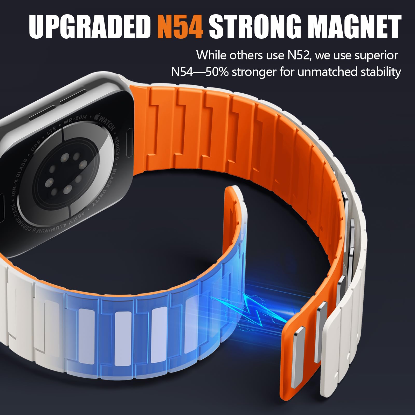 Foto 3 pulgar | Correa De Reloj Magnética Compatible Con Snblk Iwatch Ultra 2 49 Mm/44 Mm - Venta Internacional.