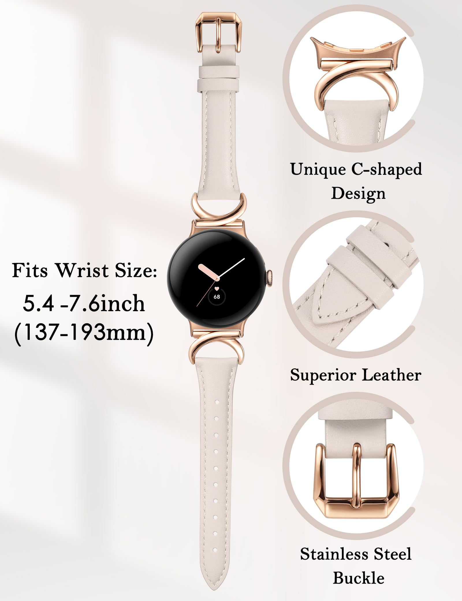 Foto 3 | Correa De Reloj Minyee Leather Compatible Con Google Pixel Watch 3 De 41 Mm - Venta Internacional.