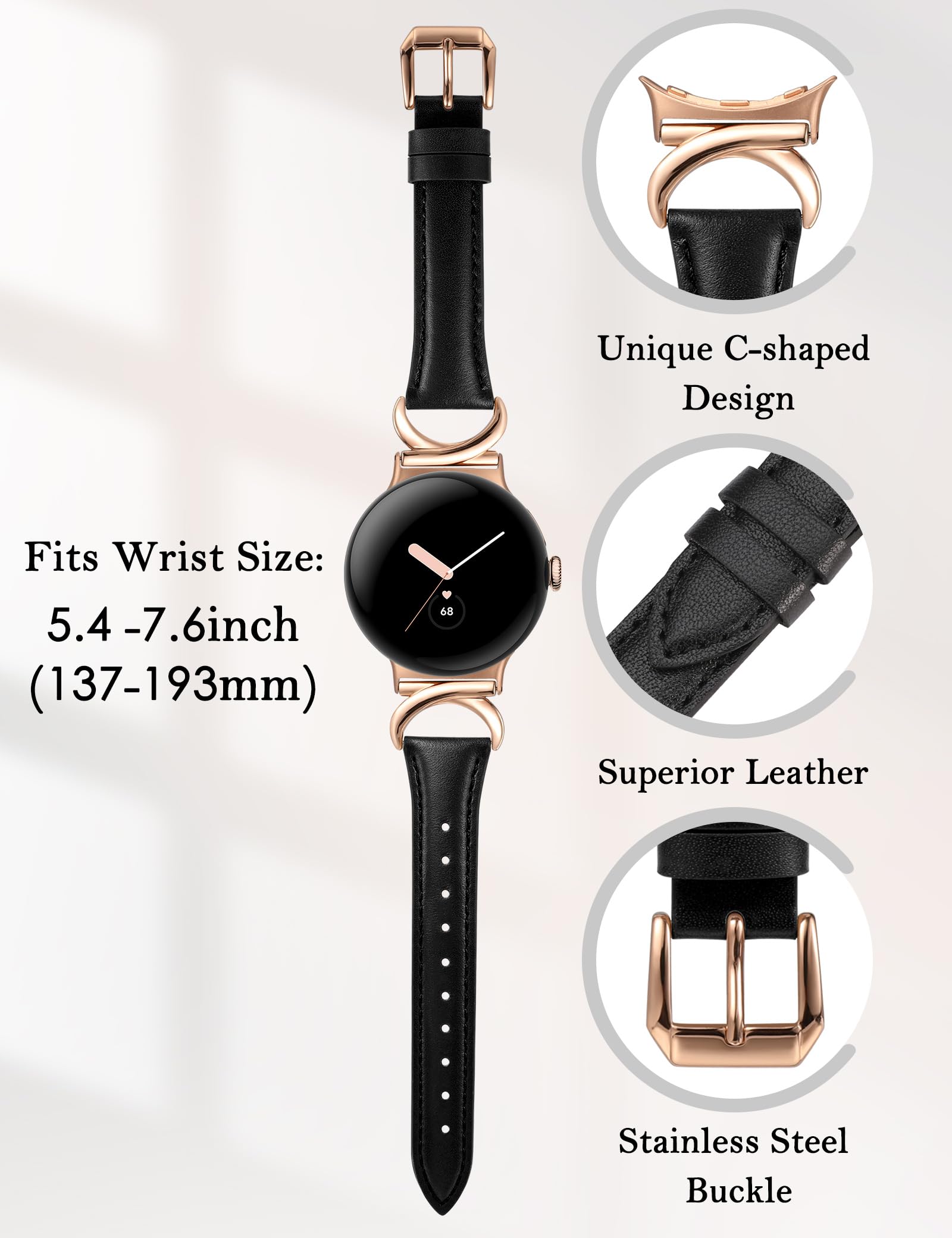 Foto 3 | Correa De Reloj Minyee Leather Compatible Con Google Pixel 3 De 41 Mm - Venta Internacional.