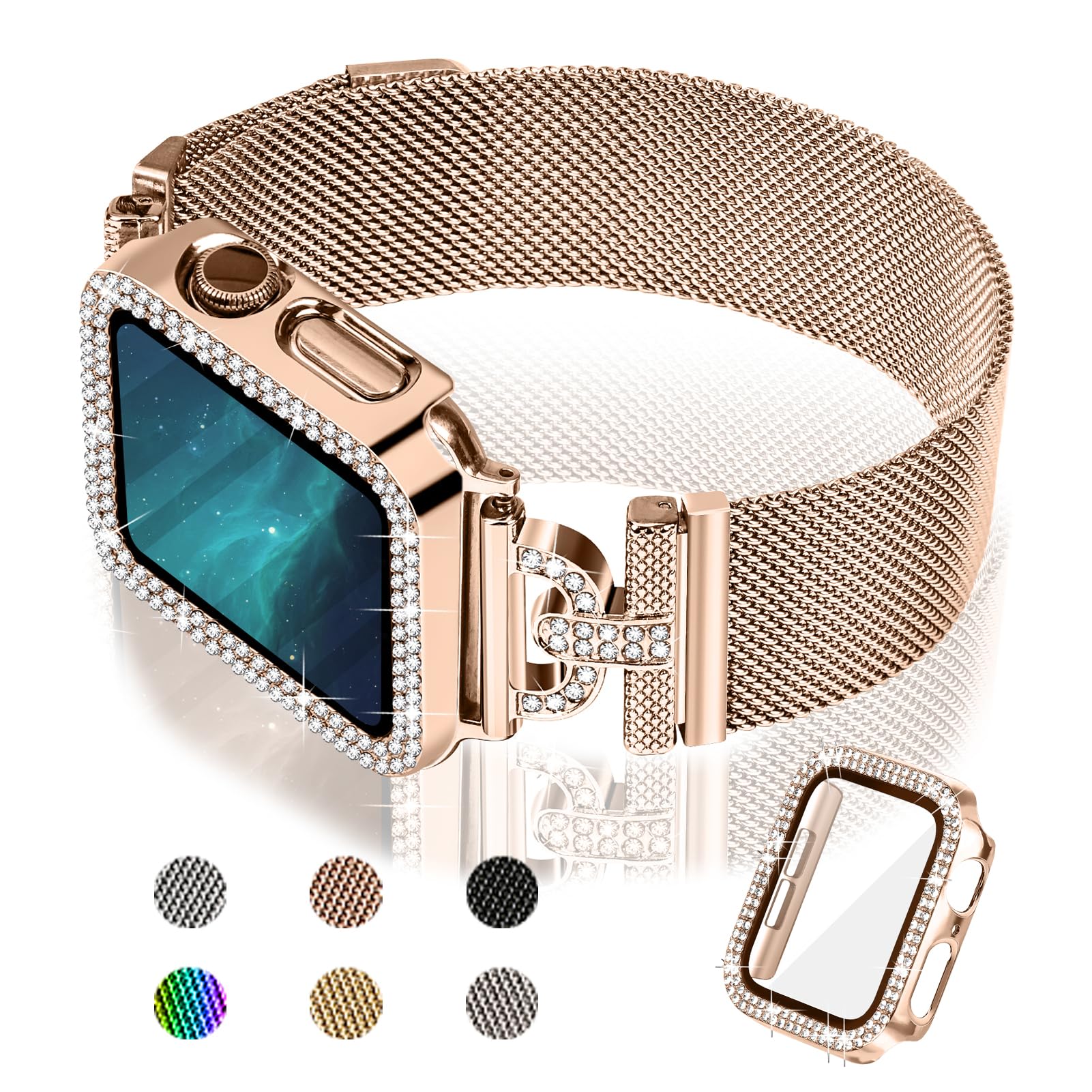 Foto 2 pulgar | Pulsera Magnética Milanesa Joyozy Para Apple Watch, Oro Rosa - Venta Internacional.