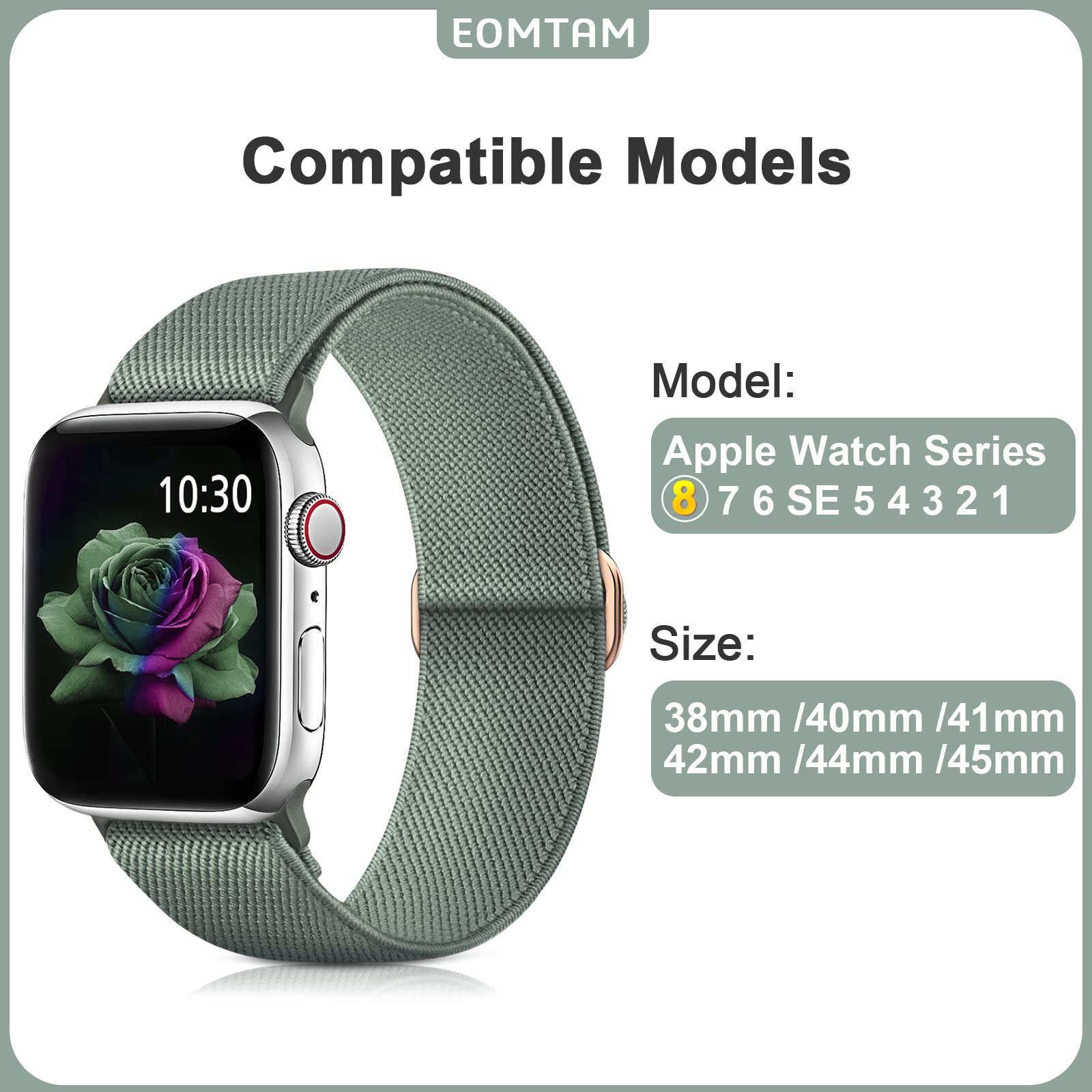 Foto 5 pulgar | Correa De Reloj Eomtam, Elástica, Solo Loop, Compatible Con Apple 40-49 Mm - Venta Internacional.