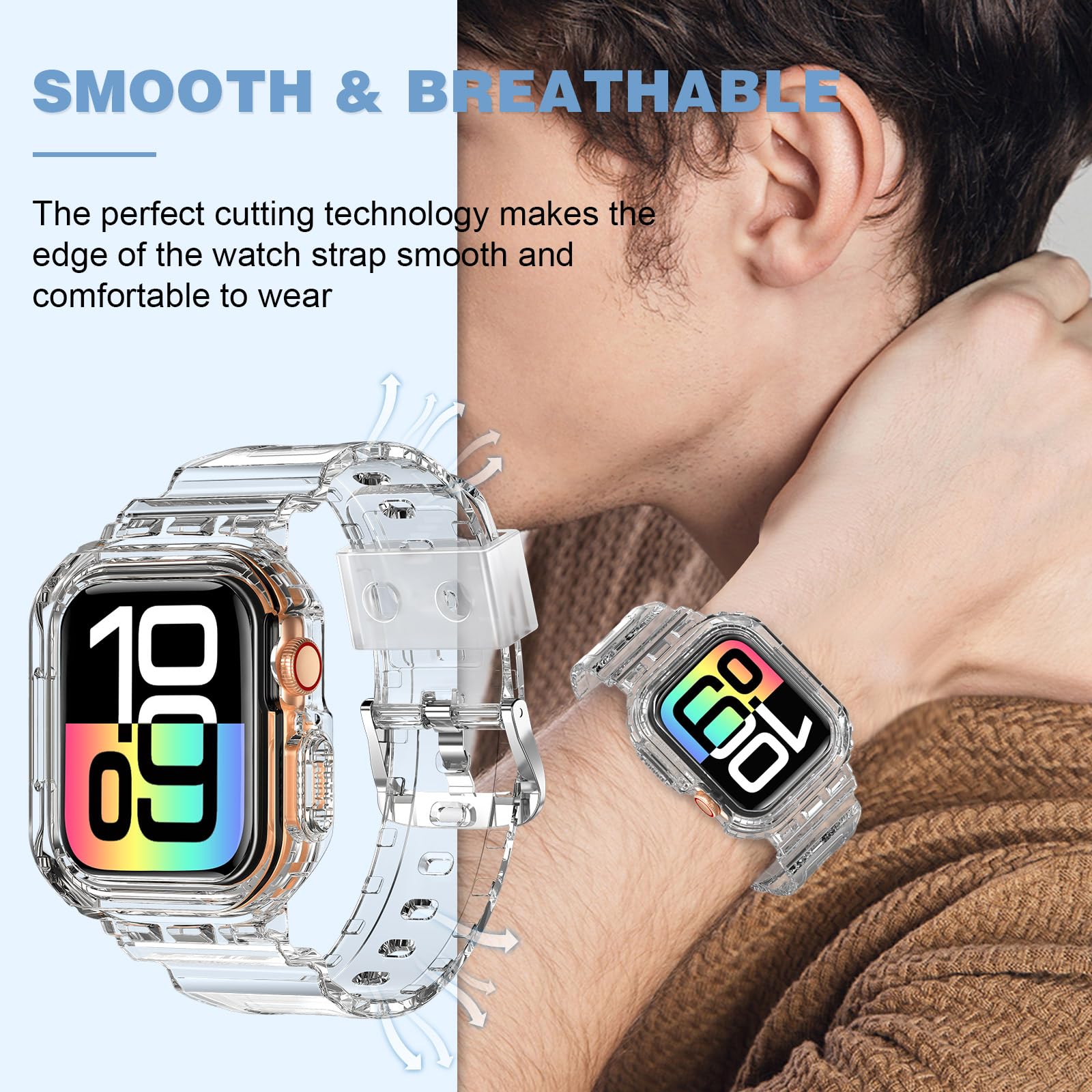 Foto 8 pulgar | Correa para Apple Watch XYF Transparente de 46 mm con Funda Protectora - Venta Internacional