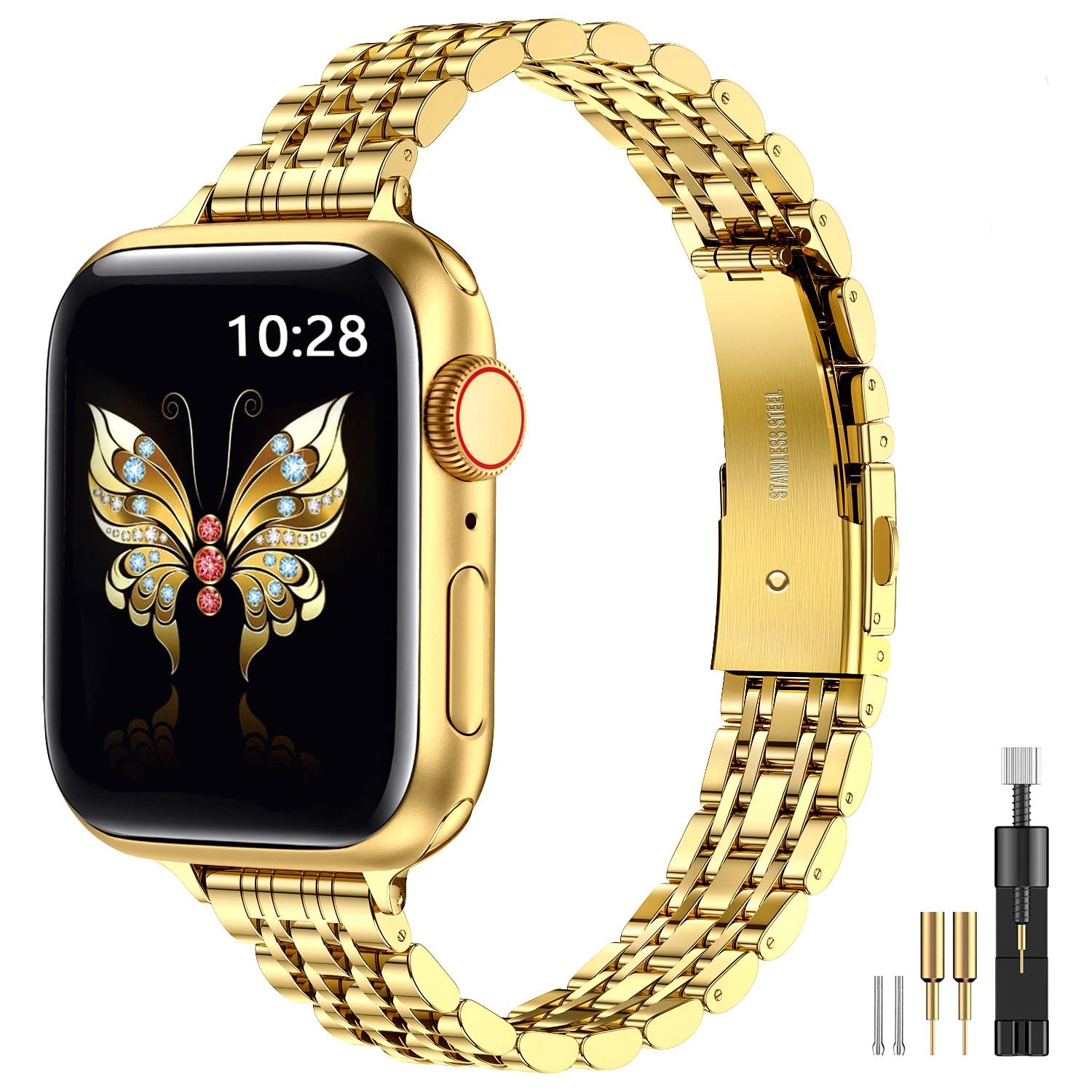 Foto 2 pulgar | Correa para Apple Watch Miohhr Slim Metal 42 Mm Dorado - Venta Internacional