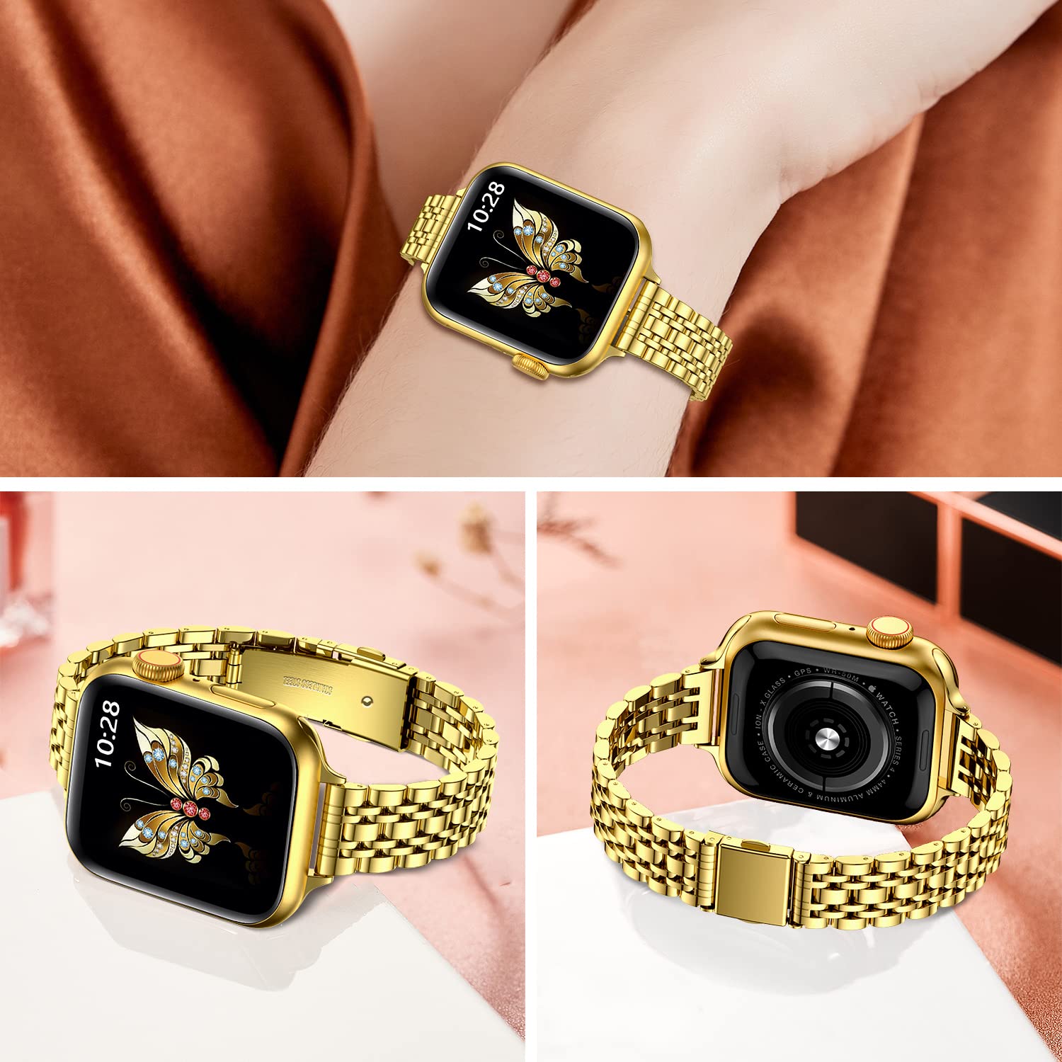 Foto 3 pulgar | Correa para Apple Watch Miohhr Slim Metal 42 Mm Dorado - Venta Internacional