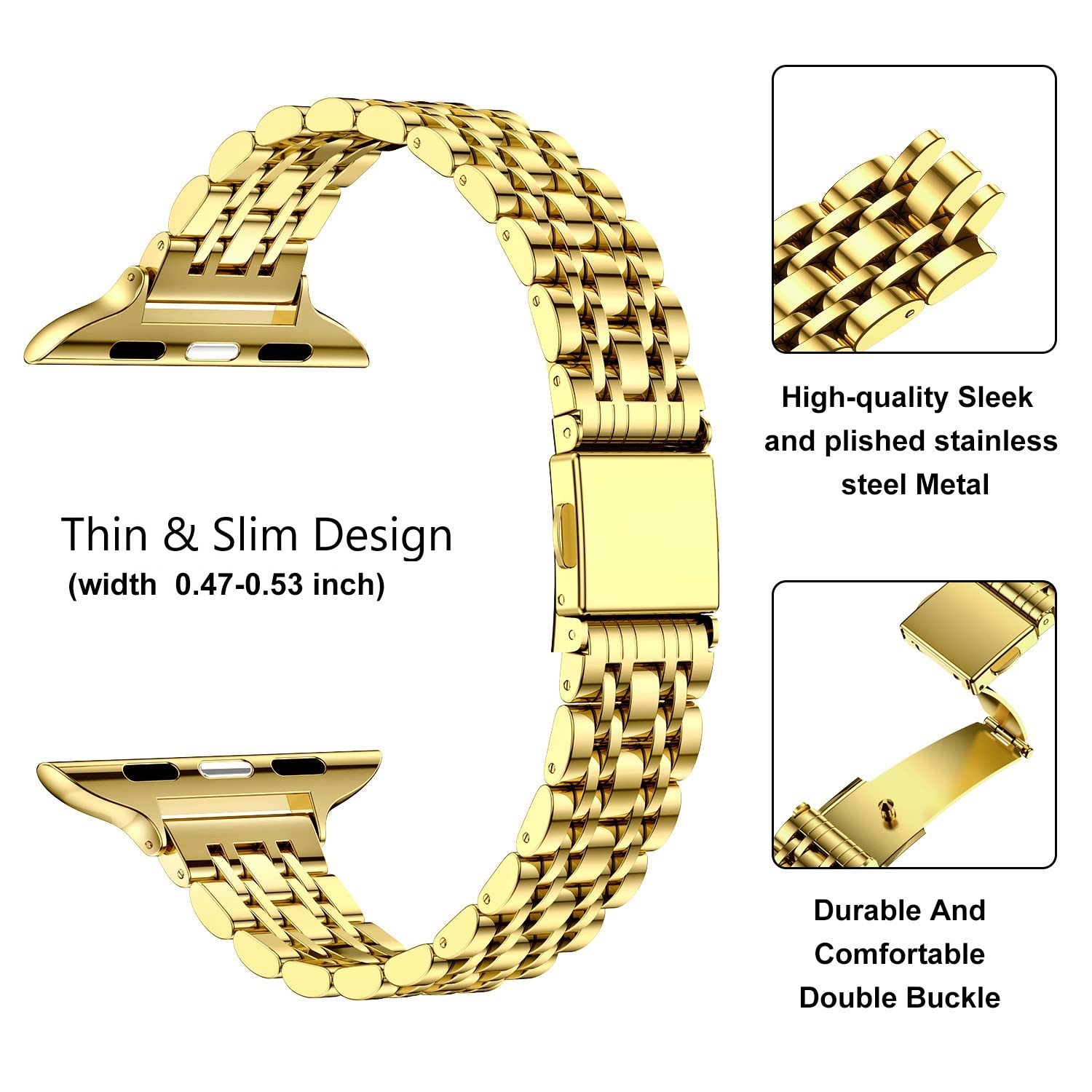 Foto 4 pulgar | Correa para Apple Watch Miohhr Slim Metal 42 Mm Dorado - Venta Internacional