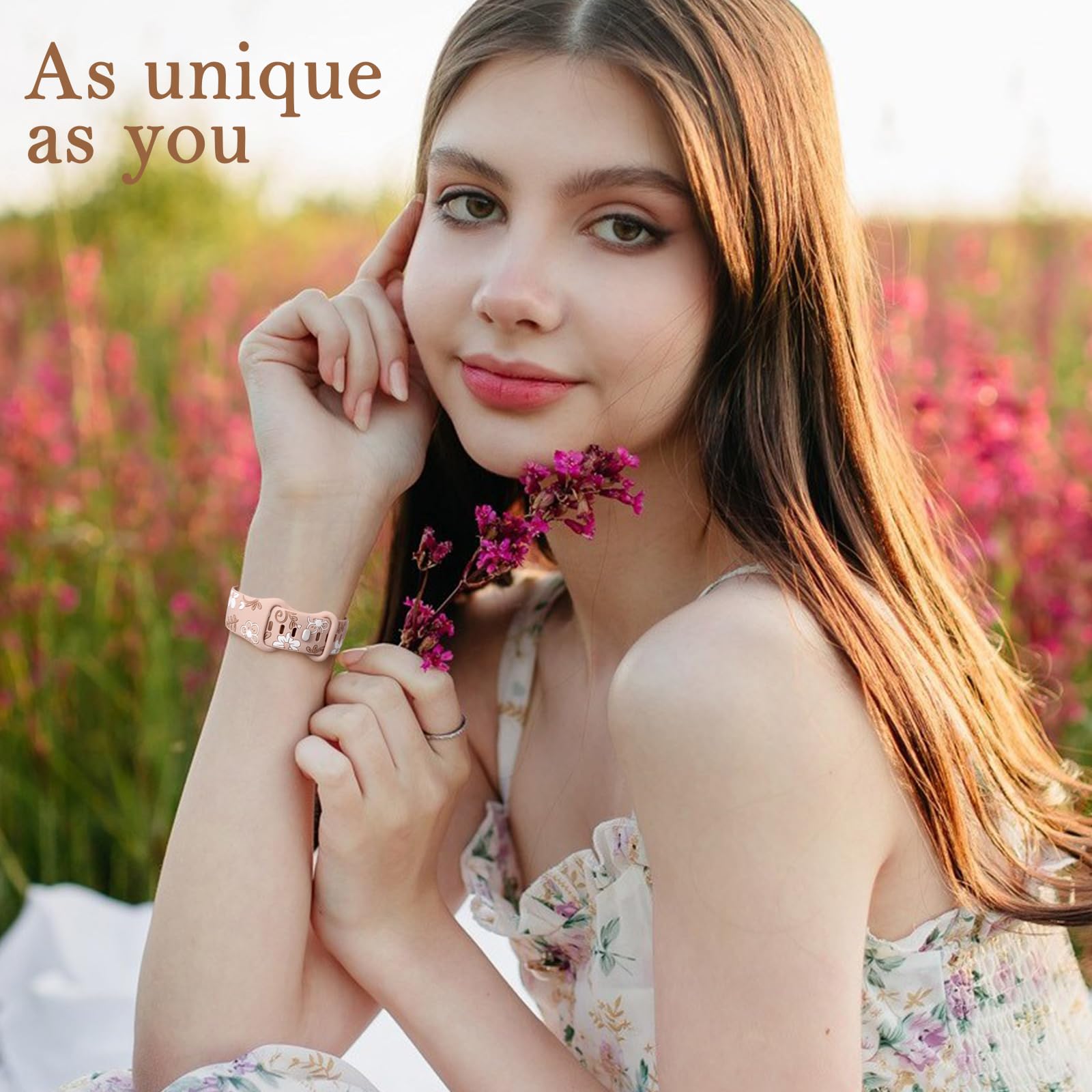 Foto 3 pulgar | Correa de Reloj Witzon Floral Silicone para Apple Watch de 40 mm a 49 mm - Venta Internacional