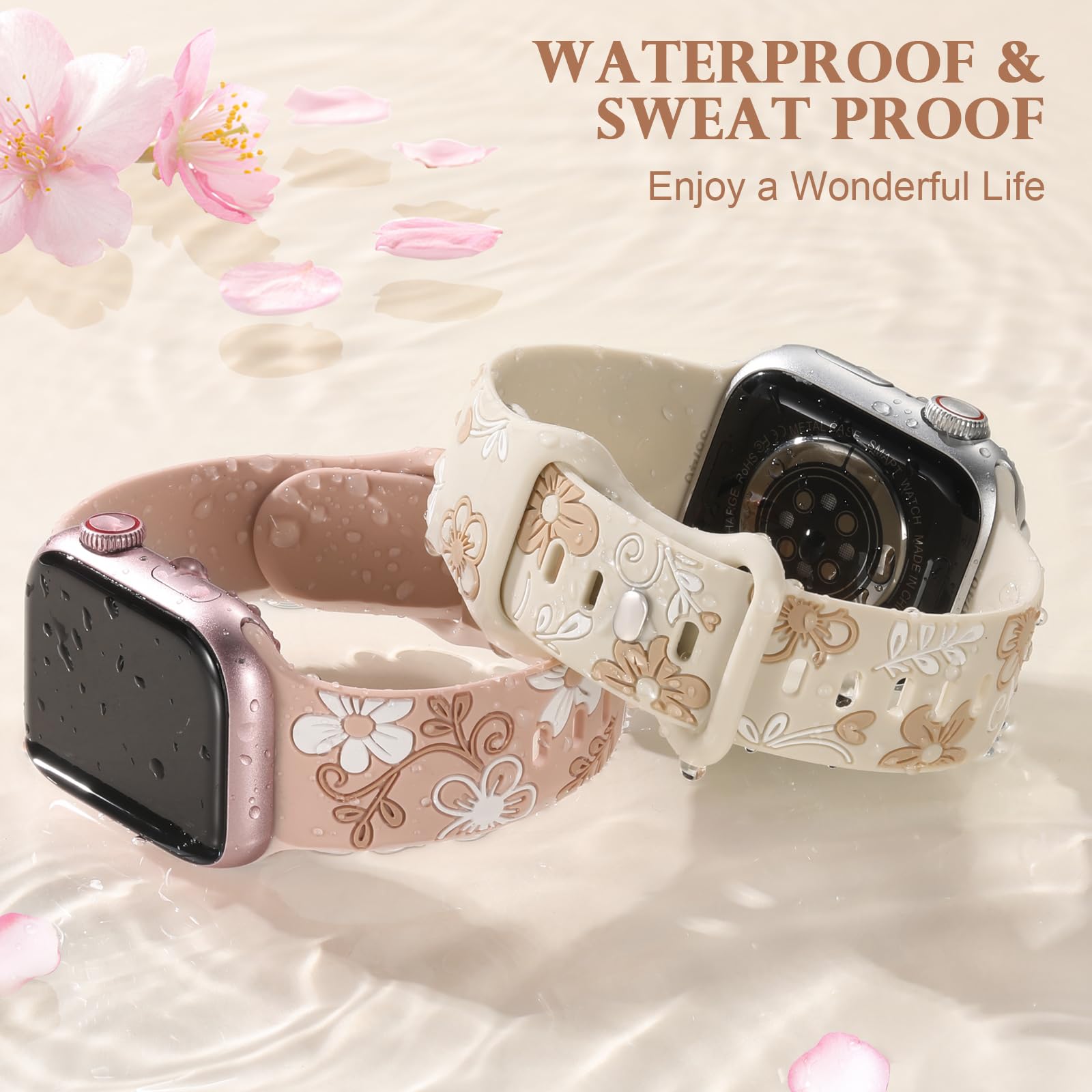 Foto 4 | Correa de Reloj Witzon Floral Silicone para Apple Watch de 40 mm a 49 mm - Venta Internacional