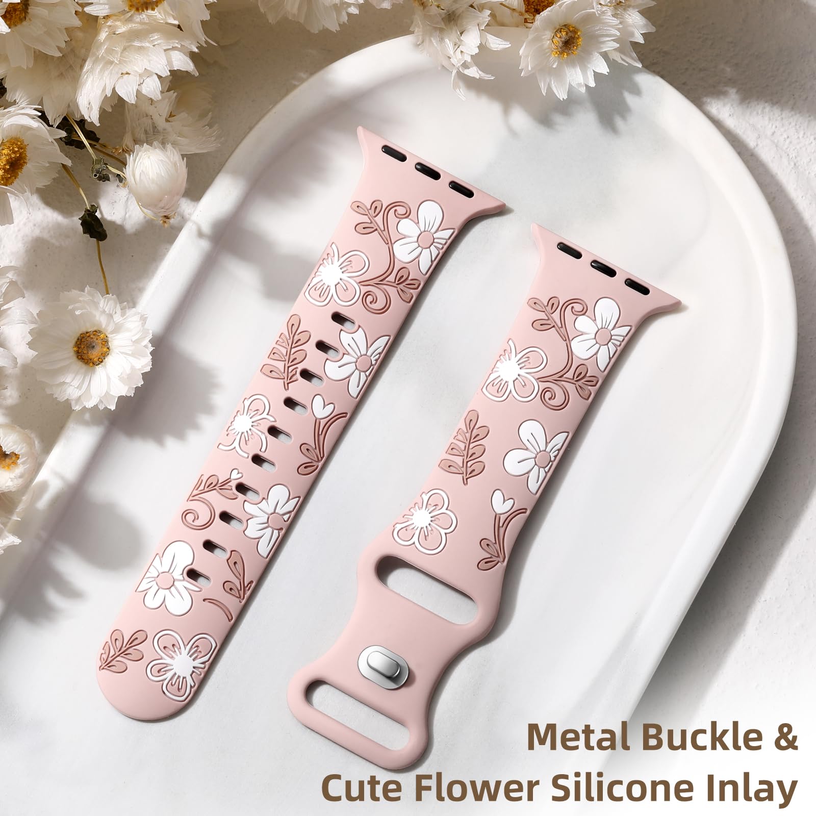 Foto 6 | Correa de Reloj Witzon Floral Silicone para Apple Watch de 40 mm a 49 mm - Venta Internacional