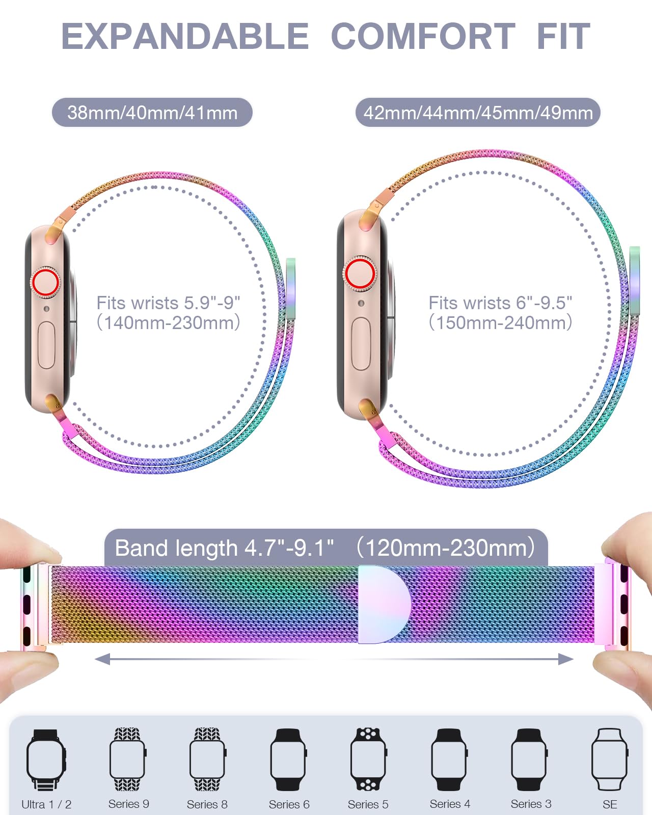Foto 5 | Correa De Reloj Brg Milanese Loop De Acero Inoxidable 38-49 Mm Apple - Venta Internacional.