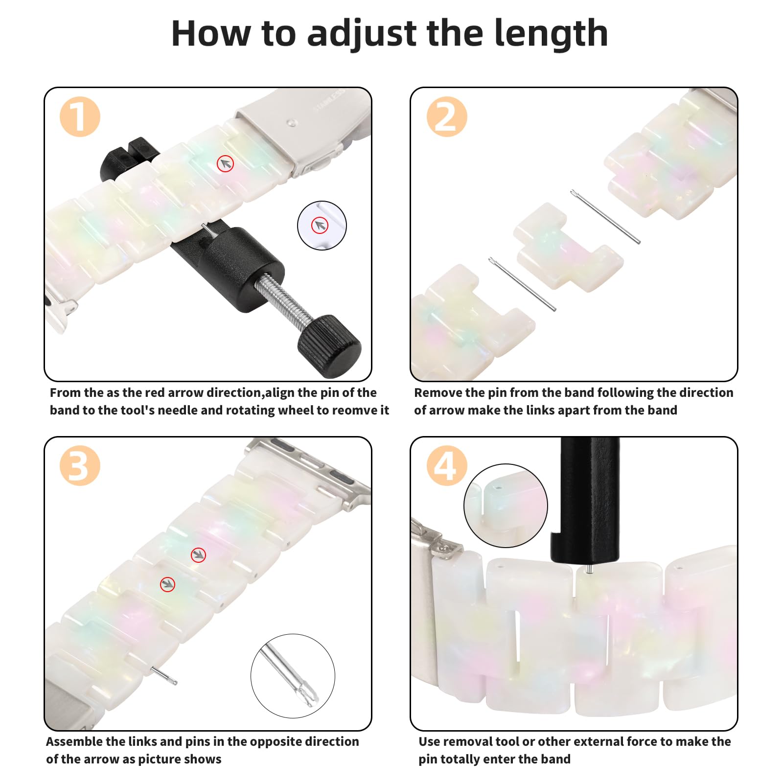 Foto 8 pulgar | Correa De Reloj Geak De Resina Compatible Con Apple, 40 Mm, 38 Mm, 41 Mm, 42 Mm - Venta Internacional.