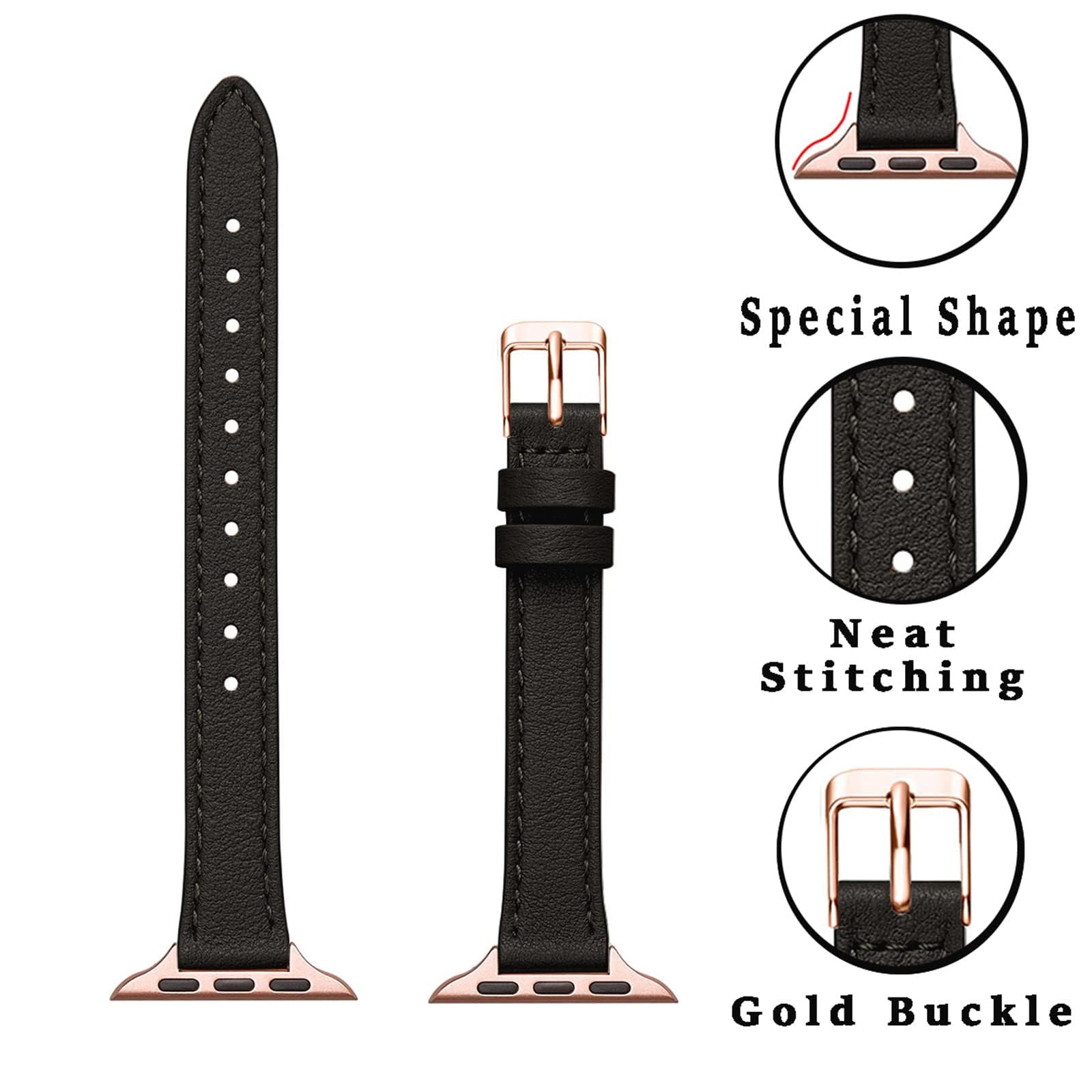 Foto 3 pulgar | Correa De Reloj Stiroll Slim Leather Para Apple Watch 38-49 Mm - Venta Internacional.