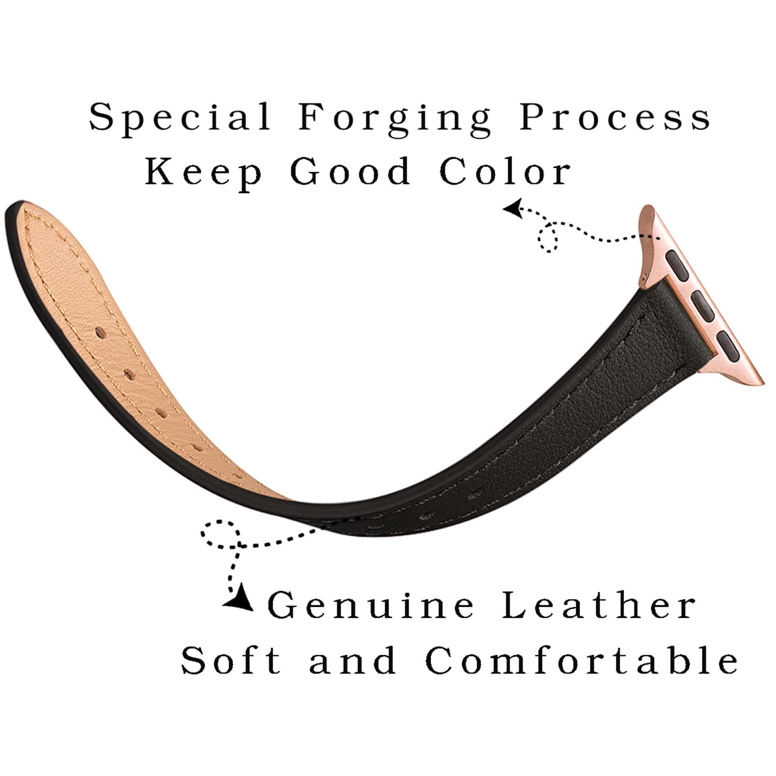 Foto 4 pulgar | Correa De Reloj Stiroll Slim Leather Para Apple Watch 38-49 Mm - Venta Internacional.