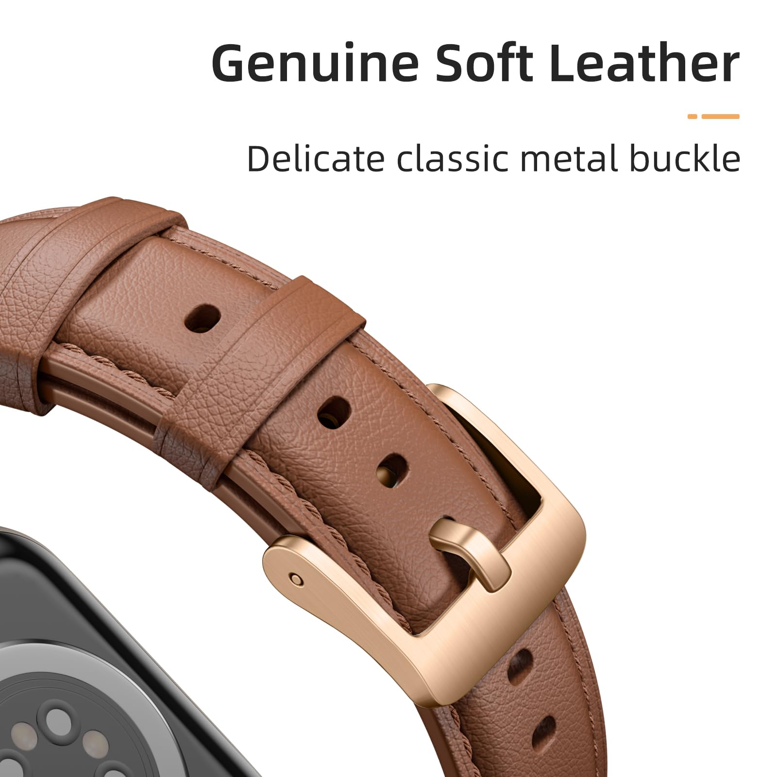 Foto 3 | Correa De Reloj Geak De Piel Compatible Con Apple, 40 Mm, 41 Mm, 38 Mm, 42 Mm - Venta Internacional.