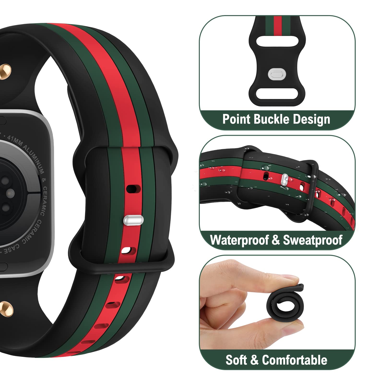 Foto 3 pulgar | Correa Bagoplus Designer Silicone para Apple Watch - Venta Internacional