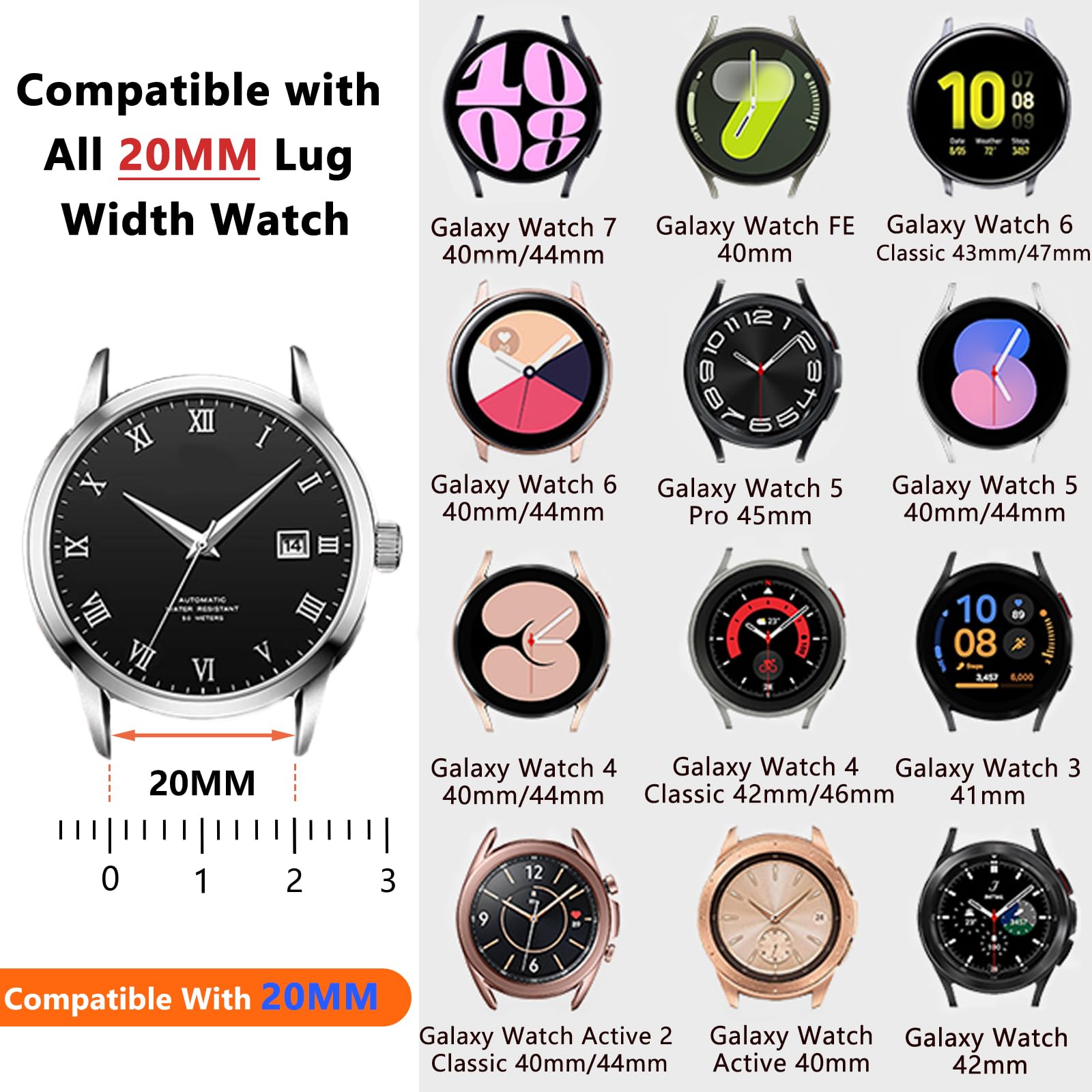 Foto 6 pulgar | Correa JR.DM Dorada para Samsung Galaxy Watch 20 mm - Venta Internacional