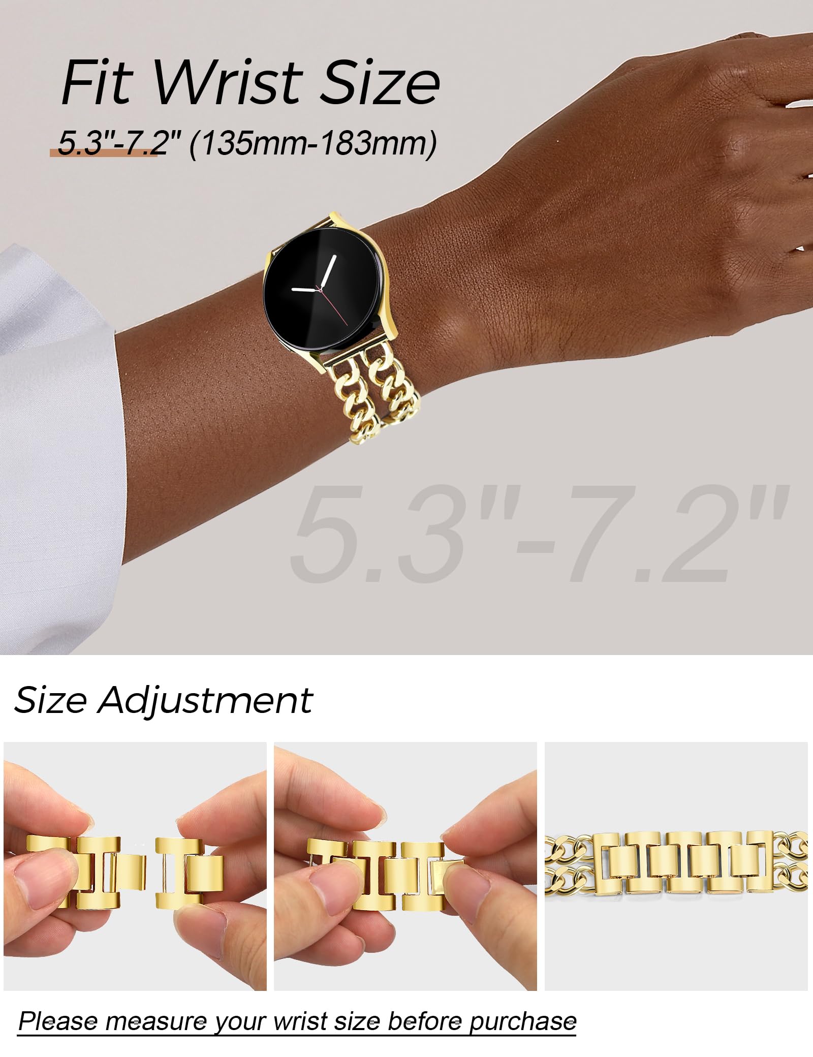 Foto 7 pulgar | Correa JR.DM Dorada para Samsung Galaxy Watch 20 mm - Venta Internacional