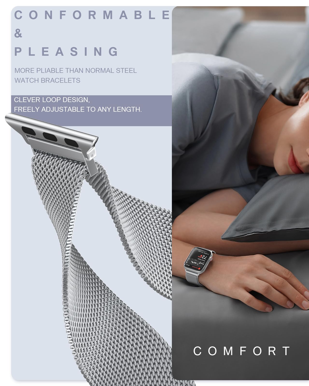 Foto 4 | Correa De Reloj Brg Milanese Loop De Acero Inoxidable 38-49 Mm Apple - Venta Internacional.