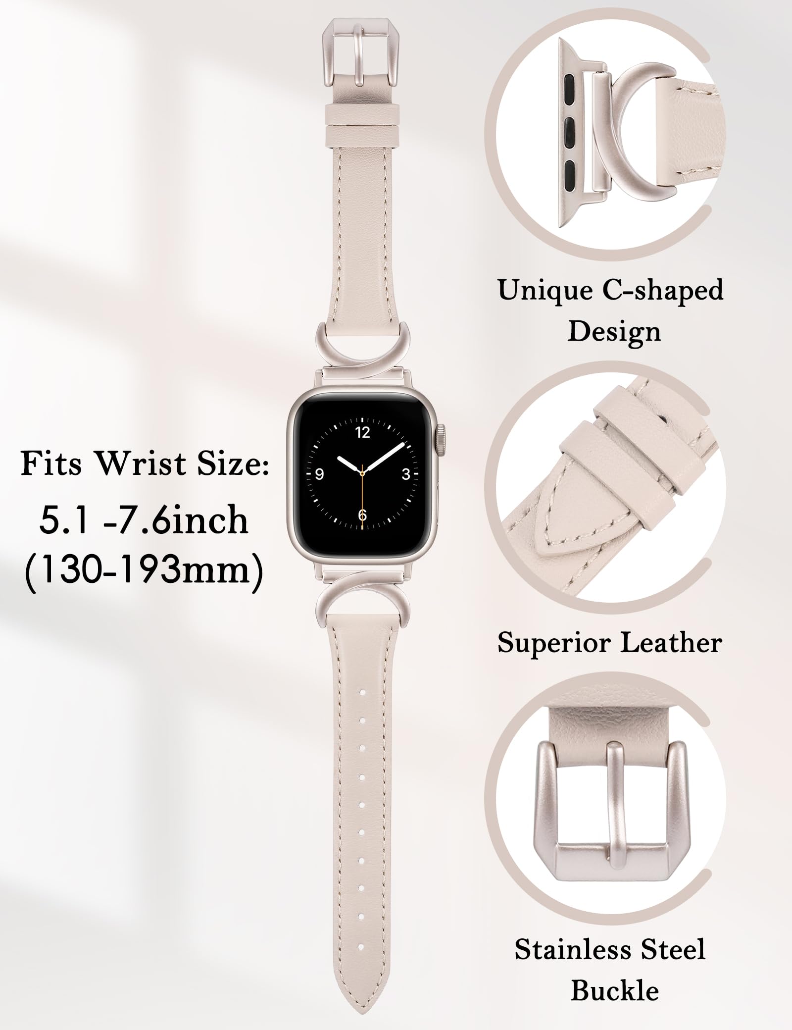 Foto 4 pulgar | Correa Minyee Leather  para Apple Watch - Venta Internacional